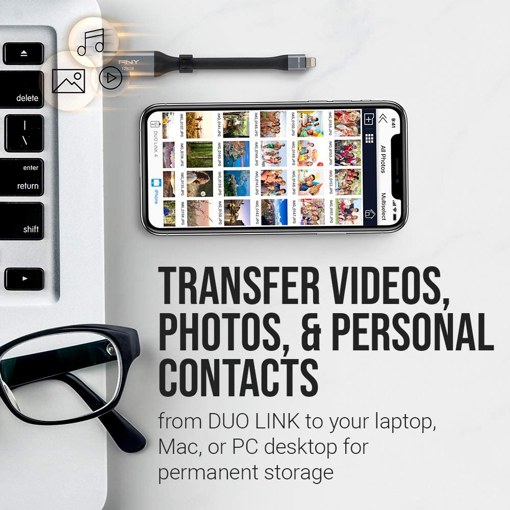 PNY Duo Link Sync & Charge 32GB Metal Gray for Iphone/Ipad Metal Gray 128GB image number 2