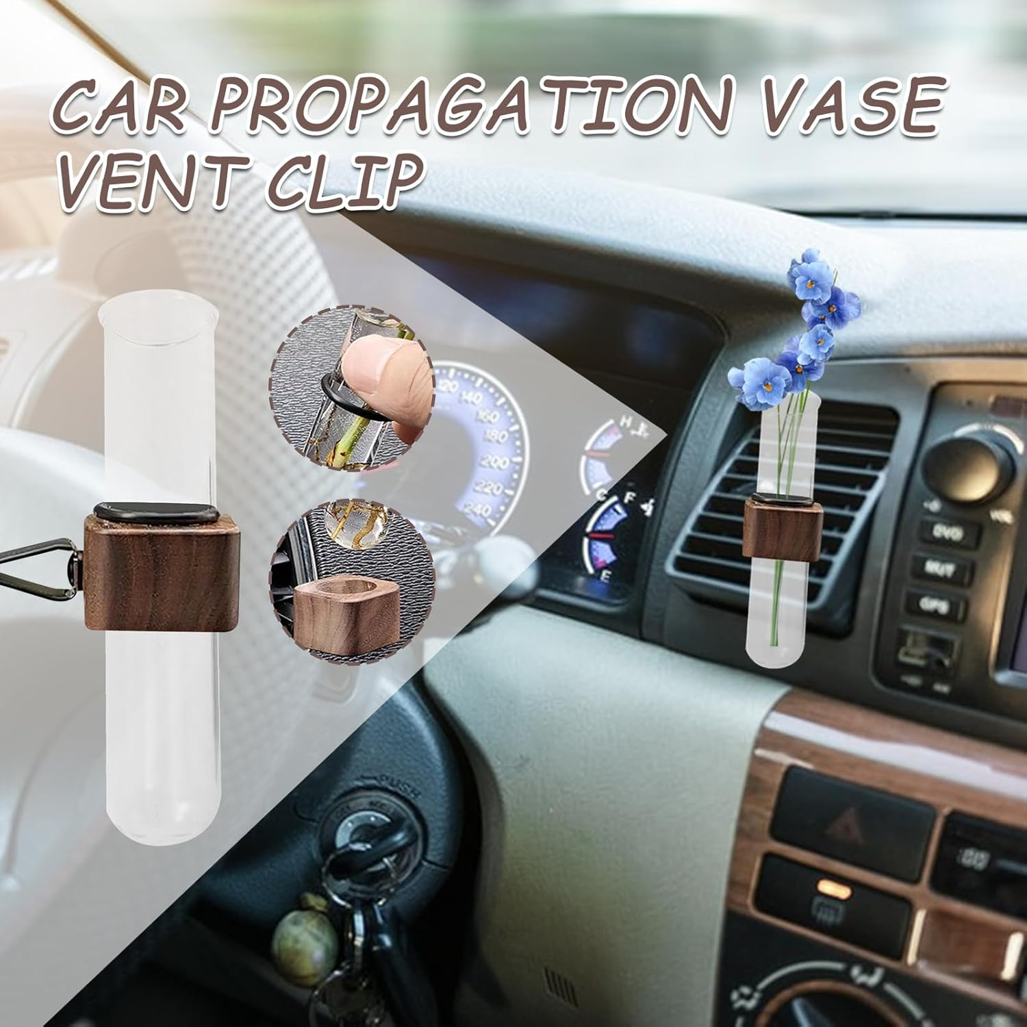 Rissunkv Car Vent Plant Holder | Air Vent Glass Plant Holder | Aesthetic Automotive Interior Ornament Charm for Women Girls Mother Father image number 5