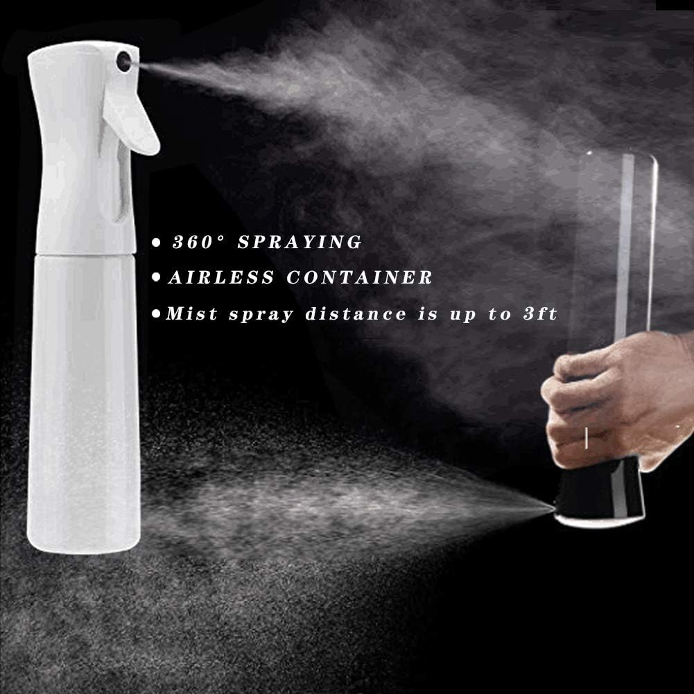 Hair Spray Bottle Empty Plastic Trigger Spray Bottle Refillable Fine Mist Sprayer Bottle 2 Pack 10Oz /300Ml for Hair Styling, Cleaning, Garden Continuous Water Mister (Black&White) image number 2