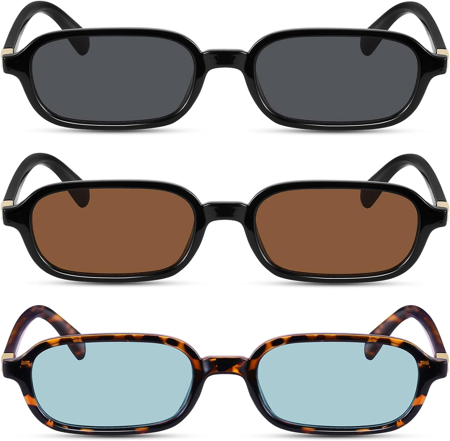 Retro Rectangular Sunglasses for Women Narrow Trendy Small 90S Style Square Frame UV Protection Sun Glasses image number 6