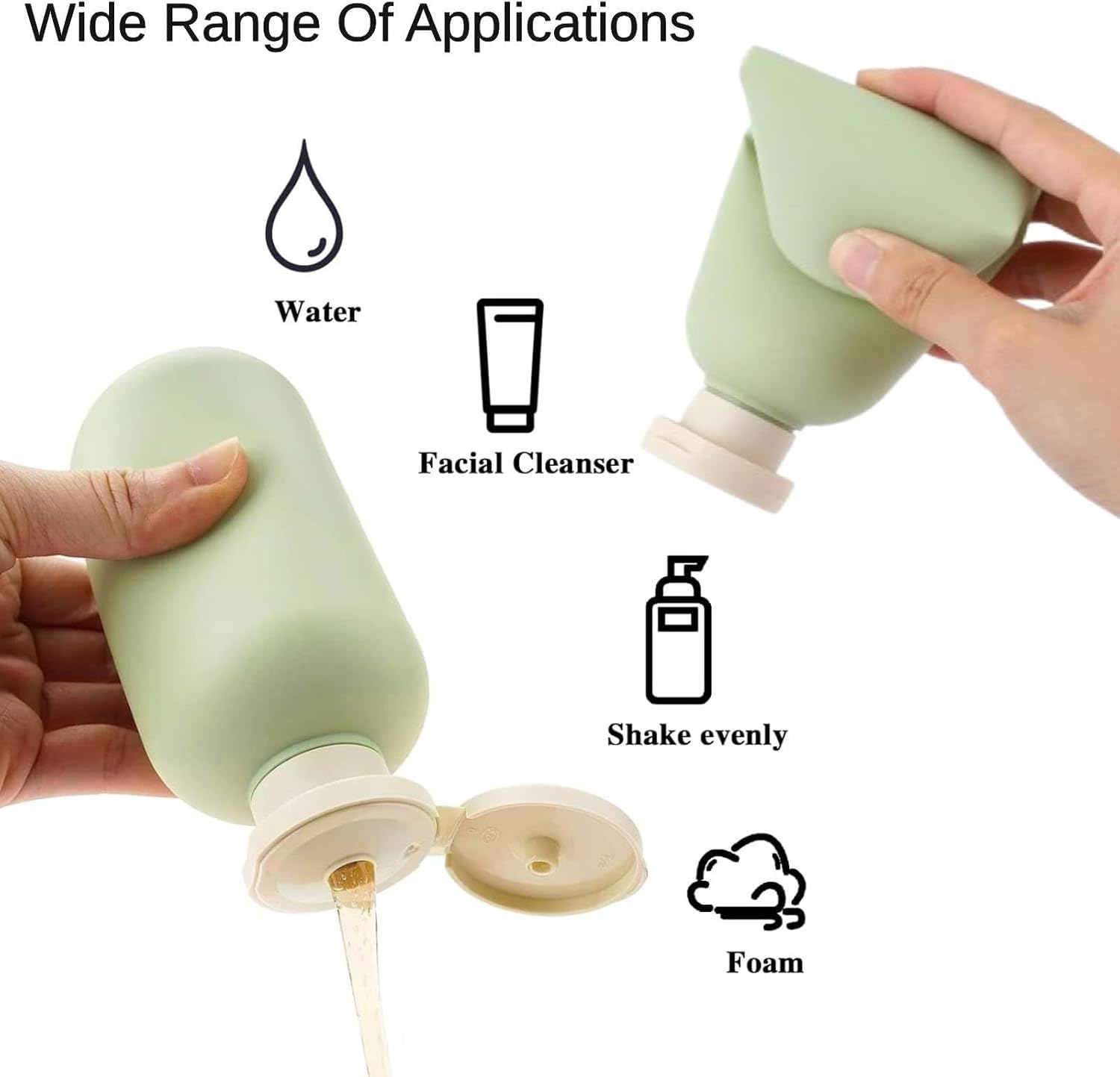 Travel Shampoo Bottles 2 Pcs with Flip Cap and Pump, Travel Bottles for Toiletries 200Ml, Empty Leak Proof Squeeze Travel Containers, for Toiletries,Shampoo and Conditioner (Green+Blue) image number 1