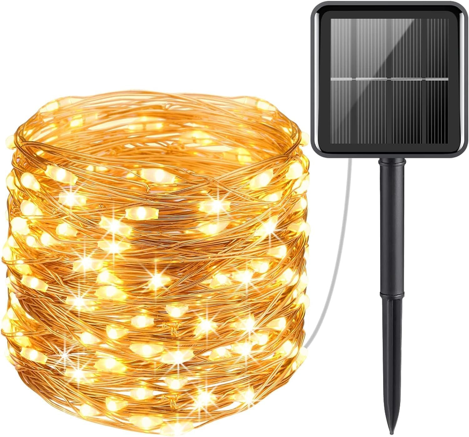 EZONEDEAL Solar Fairy Lights Outdoor,12M 300LED Solar Garden Lights 8 Modes Waterproof Copper Wire Decorative Solar String Lights for Patio,Gate,Trees,Wedding,Party,Home,Garden (12M) image number 4