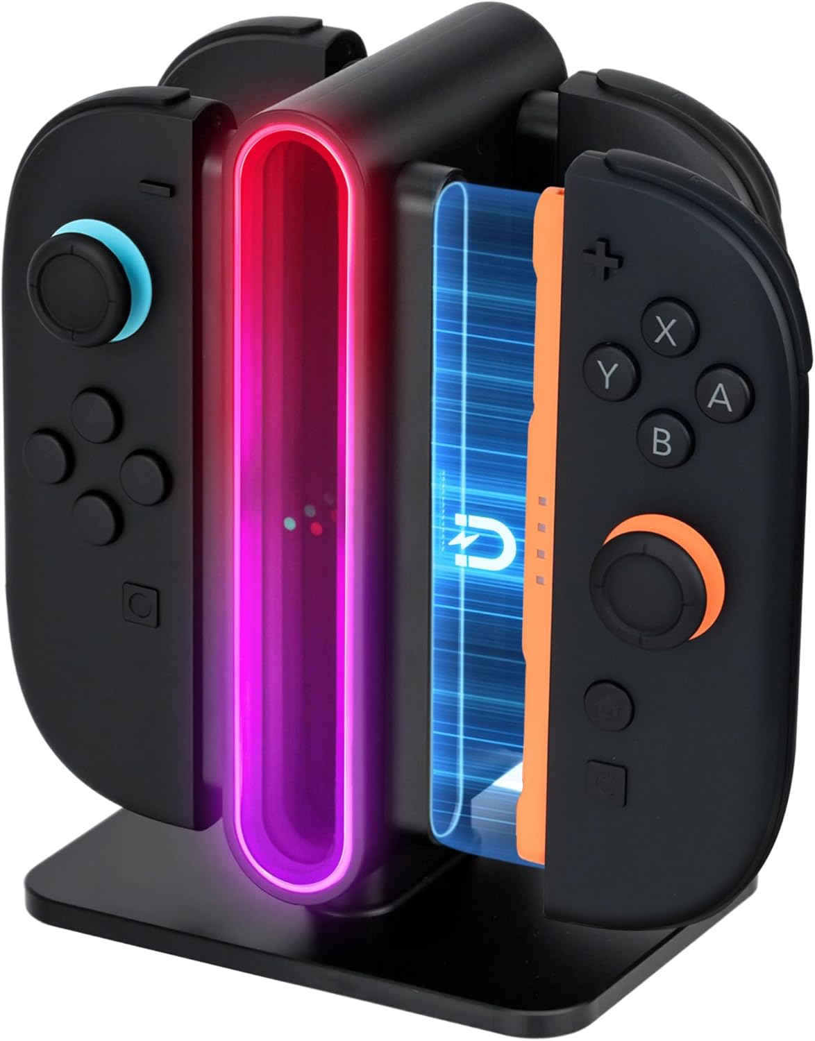 Mcbazel 4-In-1 RGB Charging Dock Station for Nintendo Switch 2 Joy Con - Magnetic Fast Charger with LED Indicators, Colorful Lighting & Safety Protection, Switch 2 Accessories