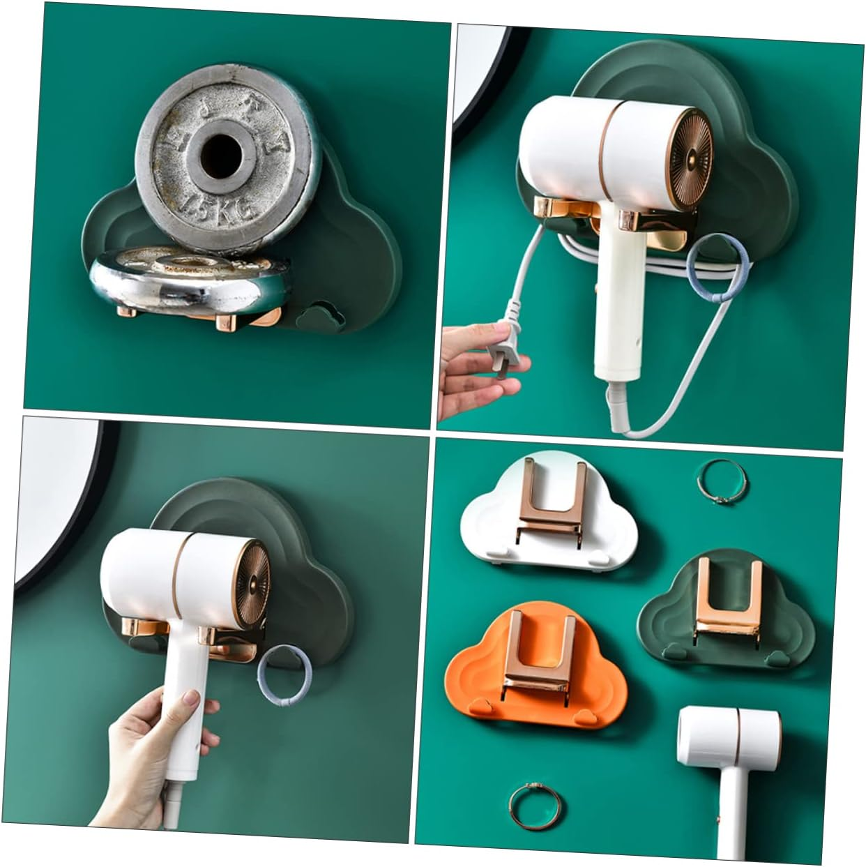 FRCOLOR Wall-Mounted Hair Dryer Holder Dryer Bracket Bathroom Storage Rack Abs Pp Material Space-Saving image number 6