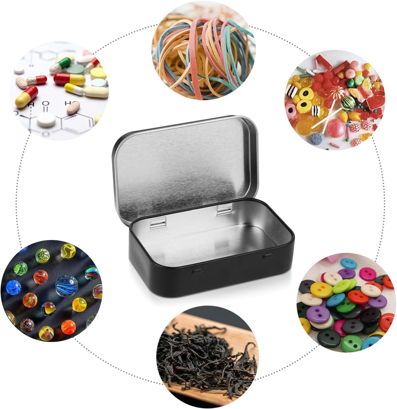 Vikrami 3-Pack Tin Box Candy Key Earrings Coin Metal Storage Boxes (Black) image number 3