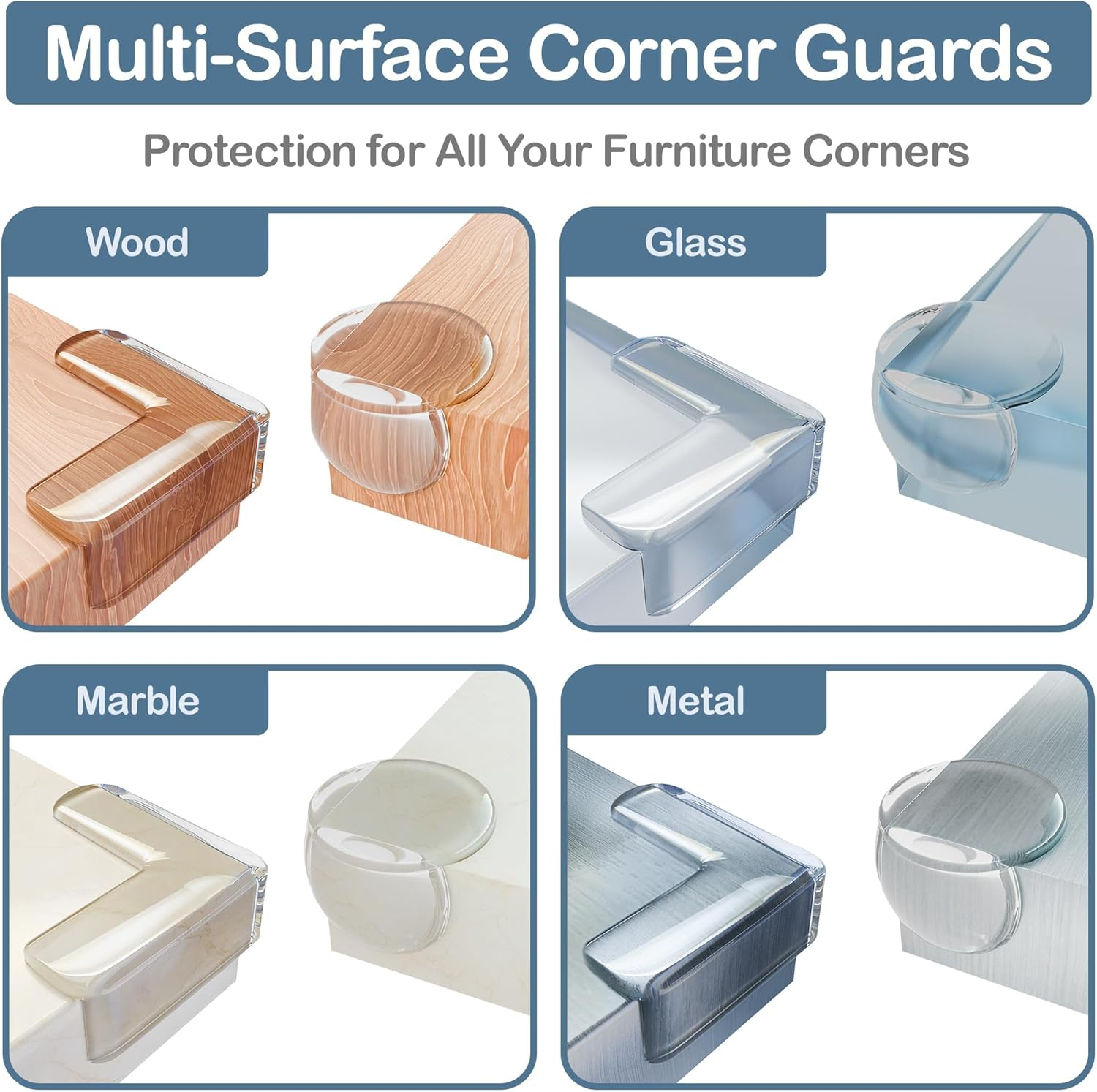 Corner Protectors - 20 Pack Baby Proofing Table Protector | Silicone Bumpers | Pre-Taped | Clear Kids Bumper | Safety Edge Proof | Cover for Sharp Table Corners | Child Protection | Plastic Guards