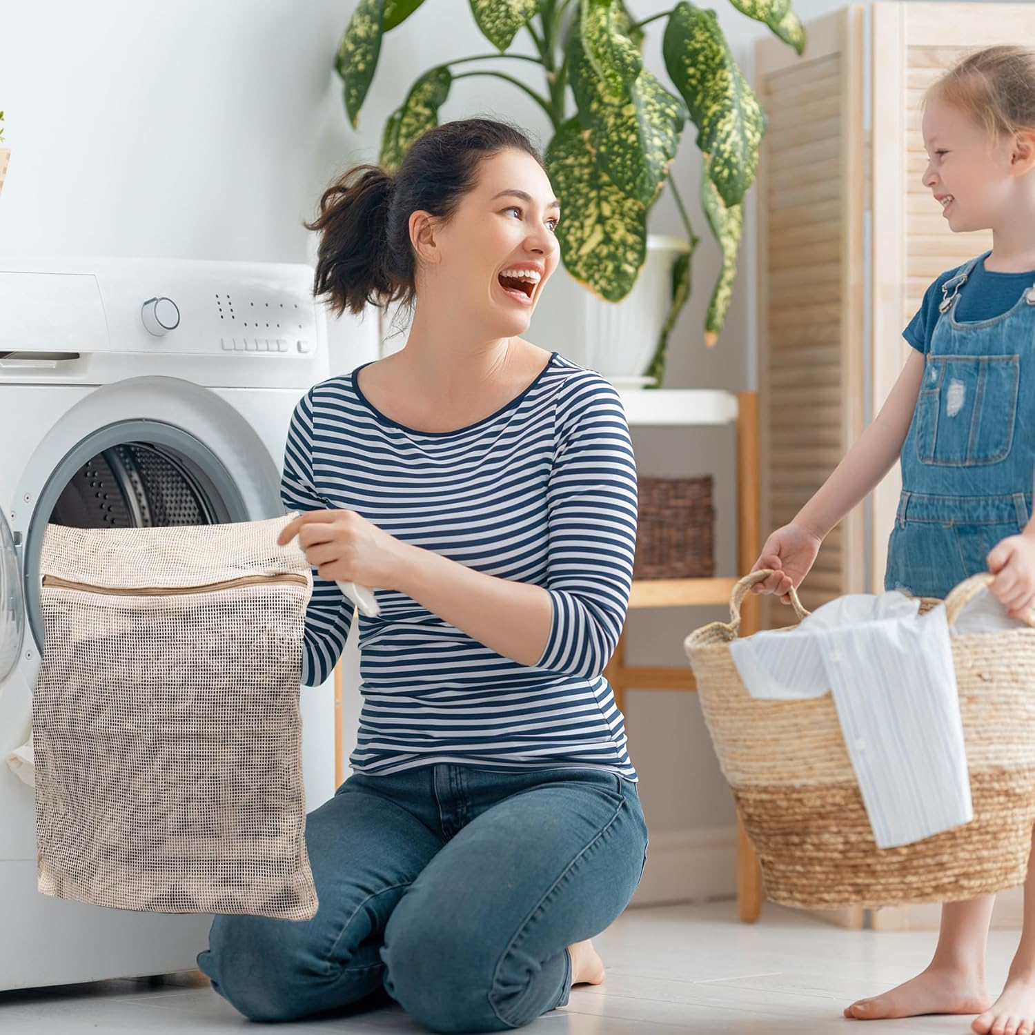 Klmnop 6 Pcs Mesh Laundry Bags, Cotton Laundry Bag with Premium Zipper, Laundry Bags Mesh Wash Bags for Bra, Shirt, Sock, Plush Toy(Beige) image number 4