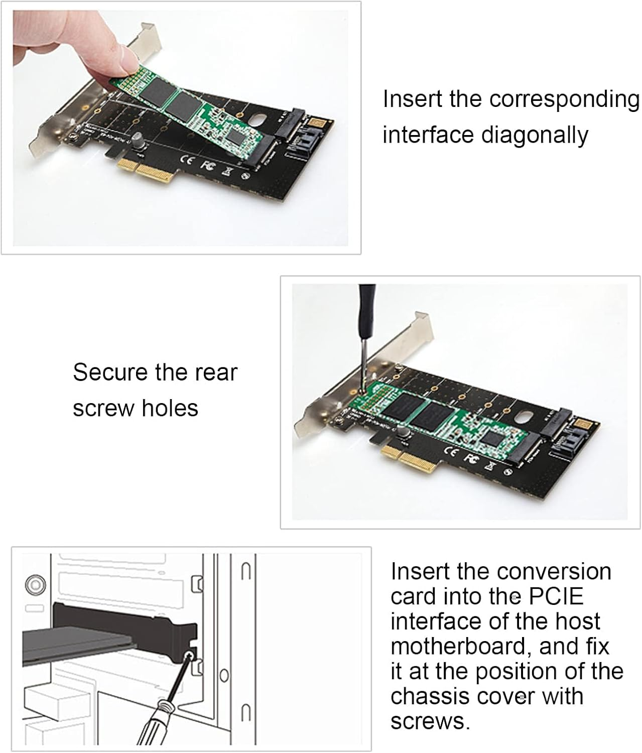 Dual M.2 Pcie Adapter, M.2 NVME SSD Dual M.2 PCIE Adapter Card Hard Drive Converter Reader Expansion Card PC Internal Expansion Card image number 3