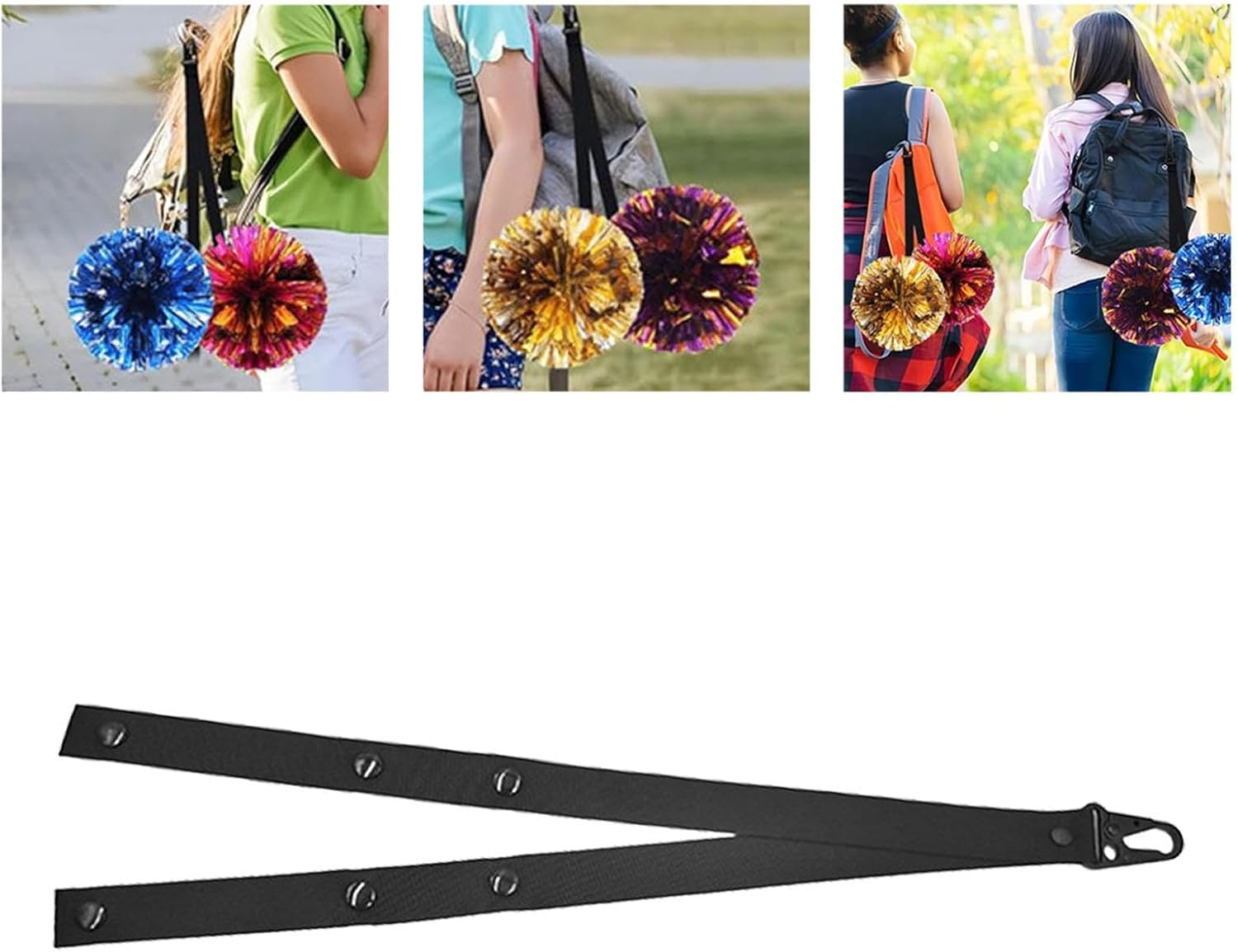 Poms Holder Strap, Cheer Backpack, Easy to Use Webbing Cheerleader Props Holder, for Backpack Dance image number 6