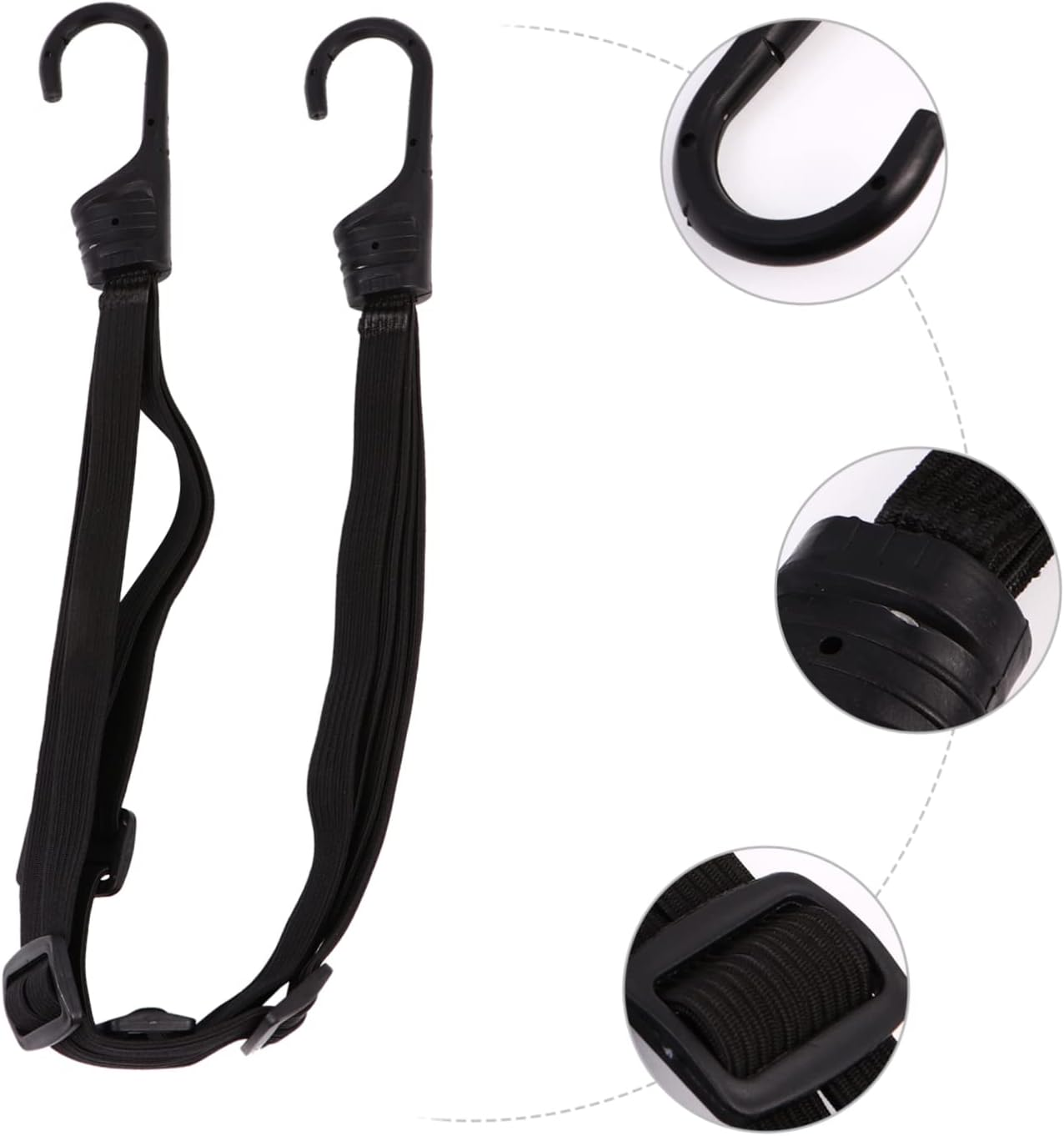 Yardenfun 3Pcs Motorbike Tension Belt Stretchy Luggage Straps Tension Rope Coated Hooks For image number 2