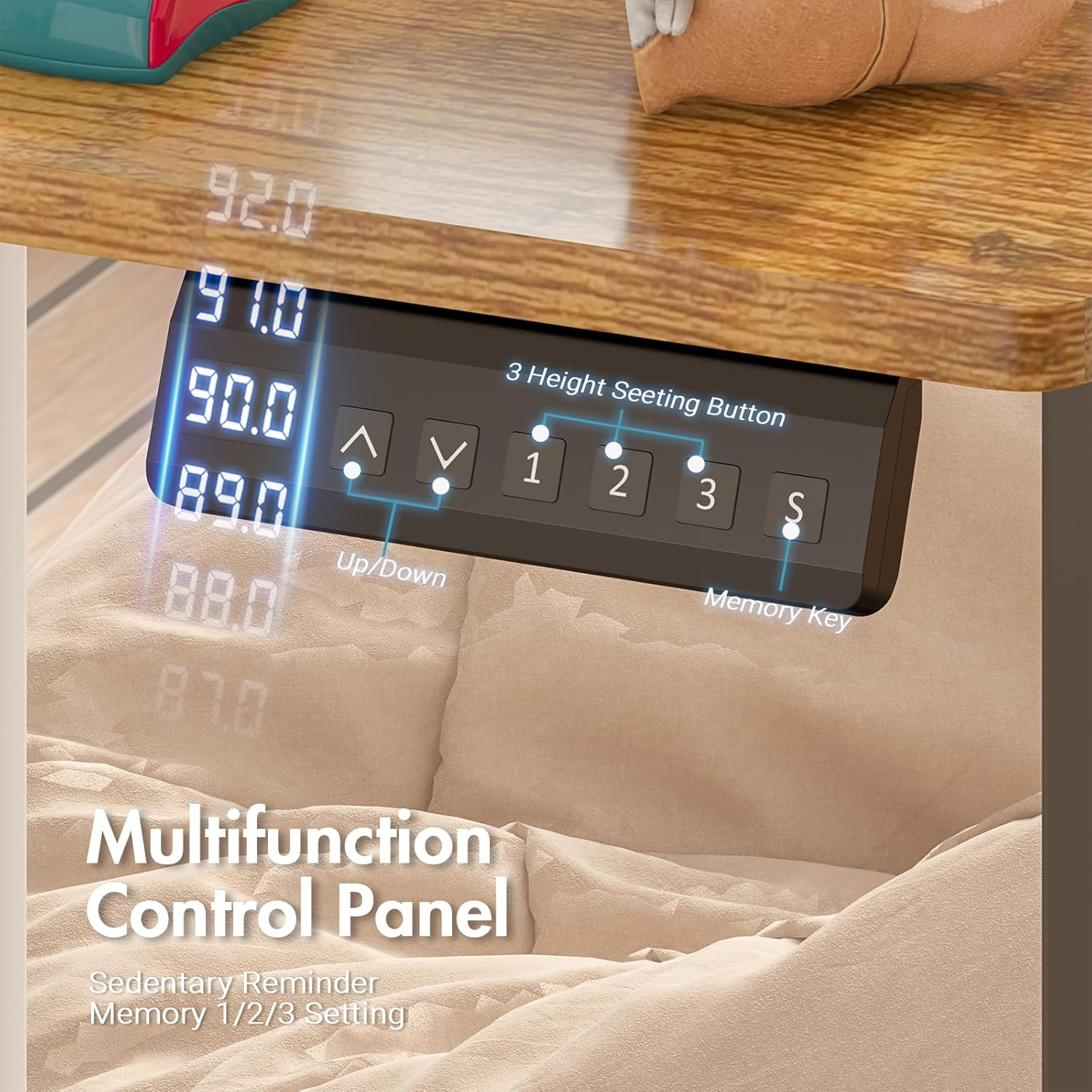 ADVWIN Electric Standing Desk with 2 Drawers, Adjustable Height Sit Stand up Desk with Storage Shelf, 120Cm Splice Board Walnut - Walnut Color image number 5