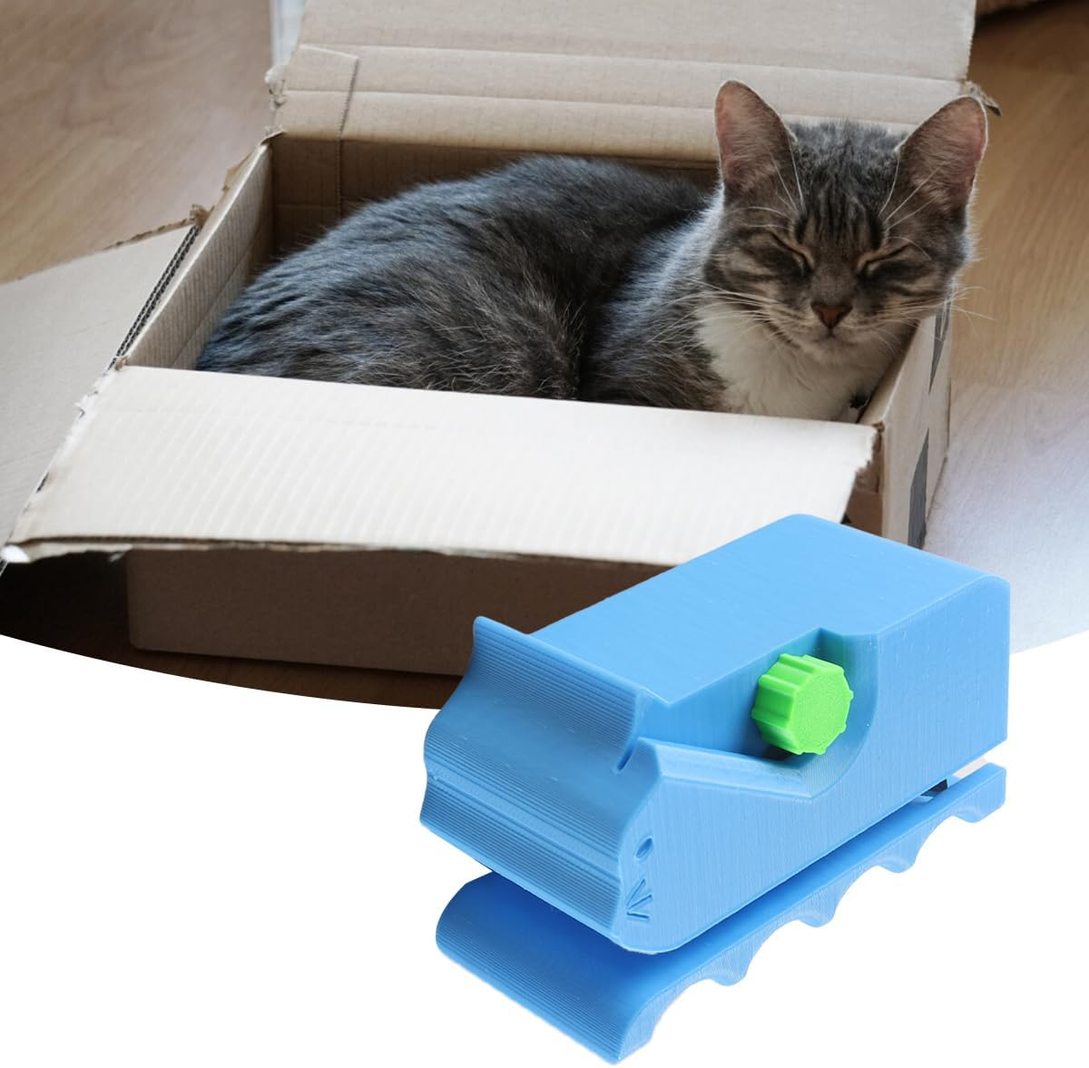Enwye 3D Printed Cardboard Cutter, Cat Scratch Cutter, DIY Cat Scratching Tool, Recycled Cardboard (Blue) image number 5