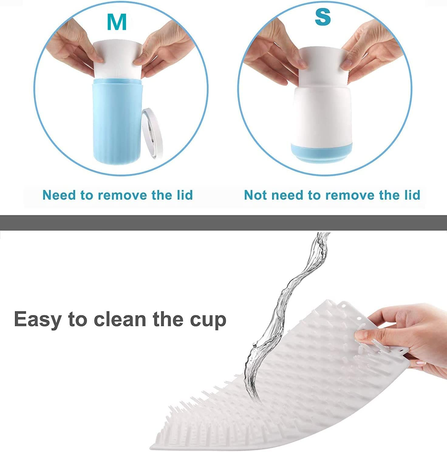 Dog Paw Cleaner, Dog Paw Washer, Paw Buddy Muddy Paw Cleaner, 360 &deg; Rotation Pet Foot Cleaner Silicone Brush Cup for Small Medium Large Breed Dogs/Cats (Blue M) - Blue image number 1