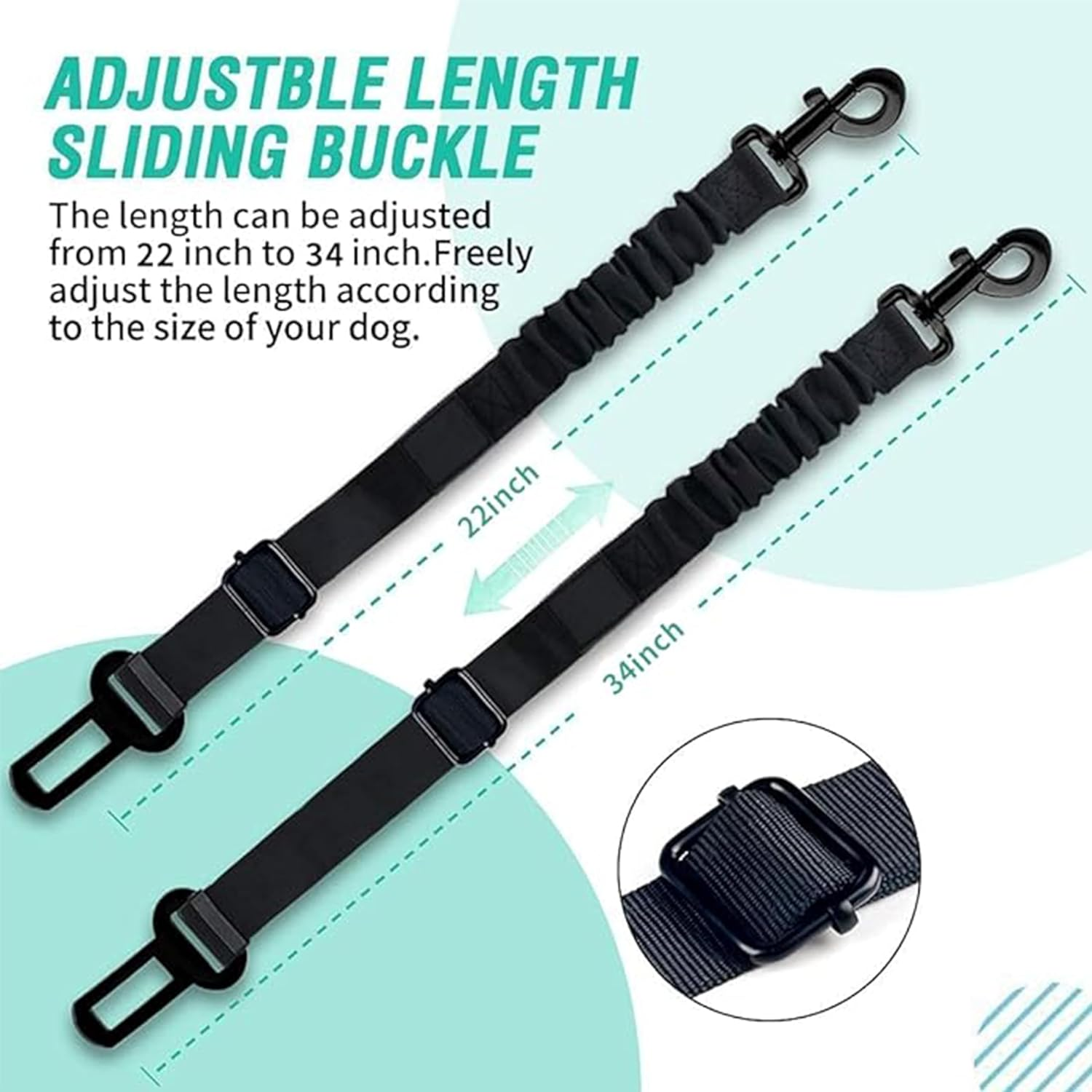 3-Piece Dog Car Seat Belt Set - Adjustable 56-86 Cm Retractable Pet Harness Leash, Elastic Safety Seatbelt, Heavy Duty, Fits Most Vehicles image number 5