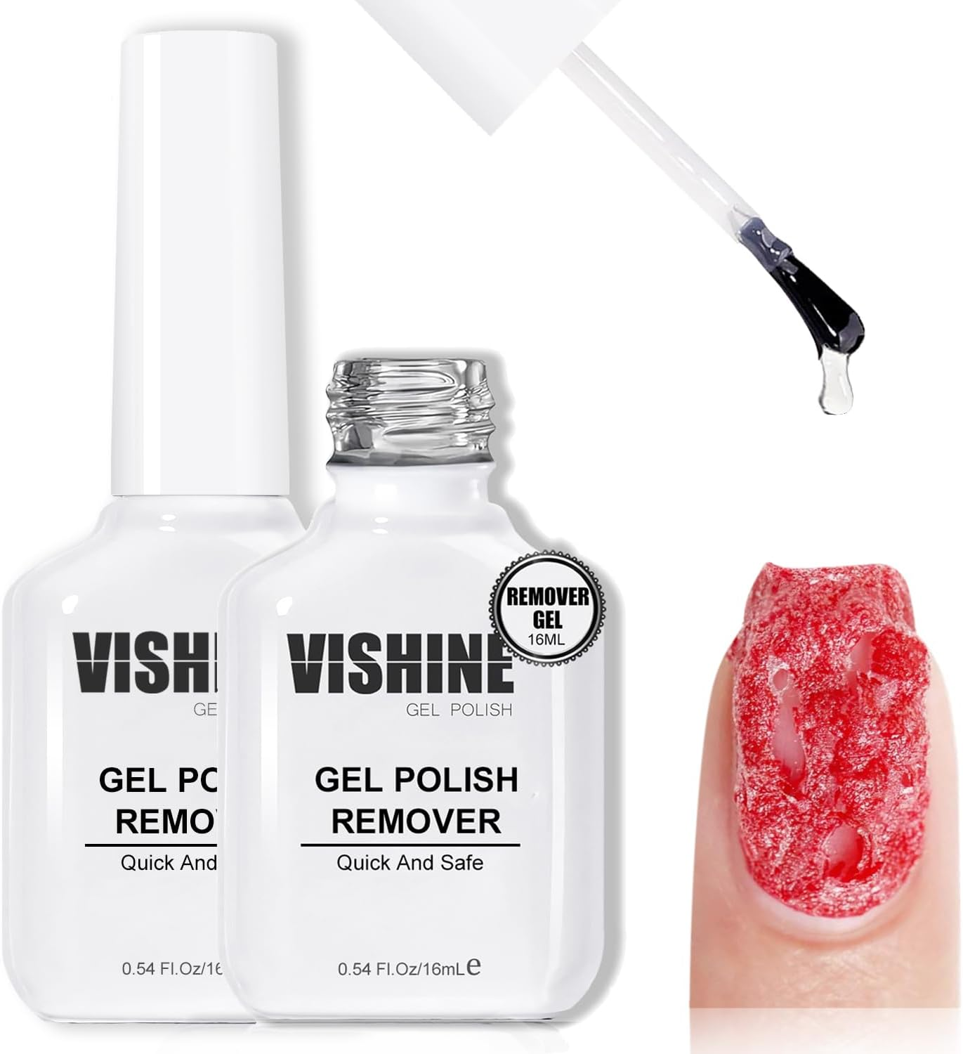 Vishine 2PCS Gel Nail Polish Remover, Gel Polish Remover for Nails, No Need for Foil, Quick & Easy Polish Remover in 2-3 Minutes, No Need Soaking or Wrapping 16Ml image number 3