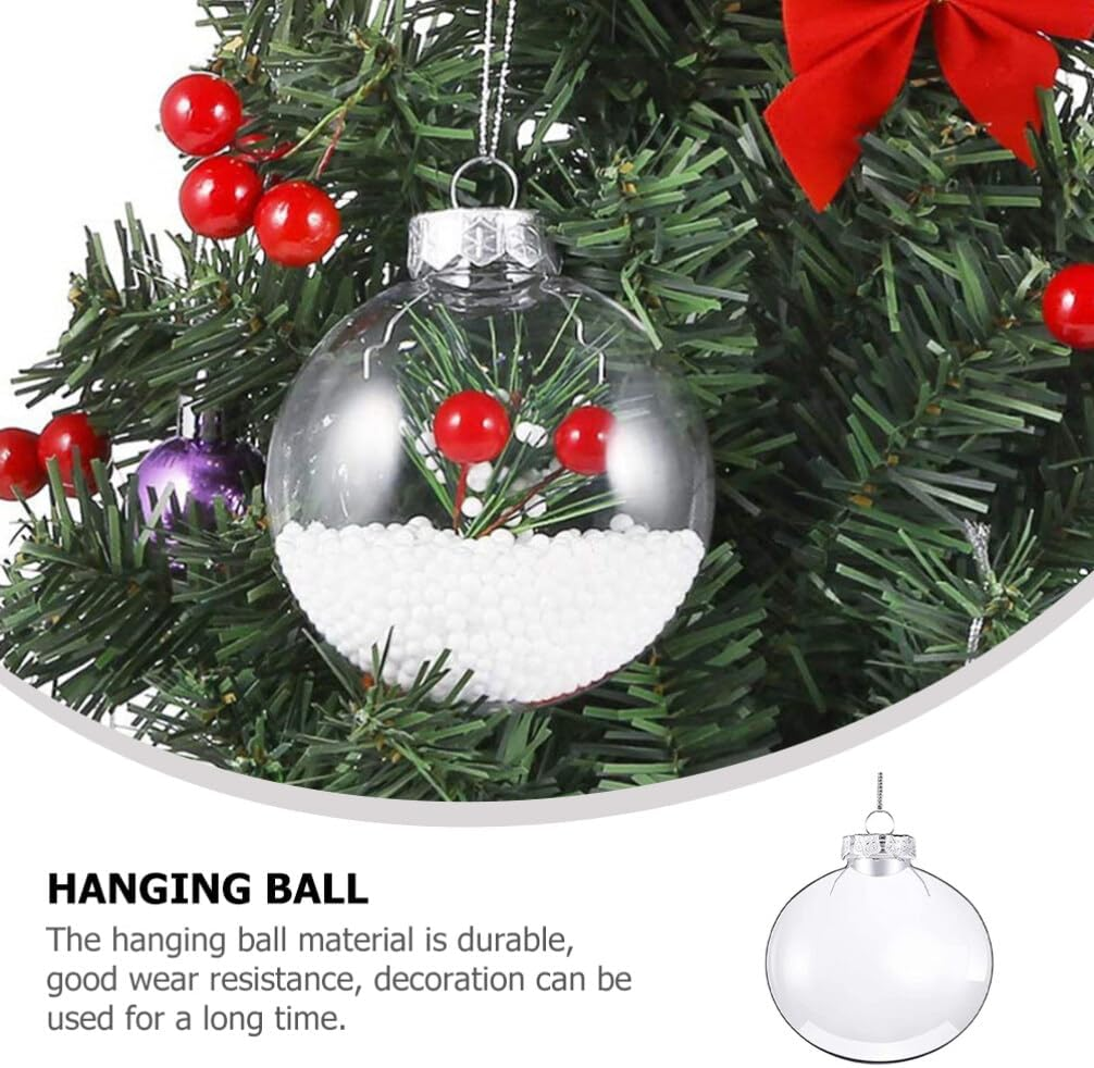 Ciieeo Clear Fillable Baubles 8Cm Flat Transparent Christmas Tree Hanging Ornaments DIY Xmas Party Decorations for Home and Wedding image number 3