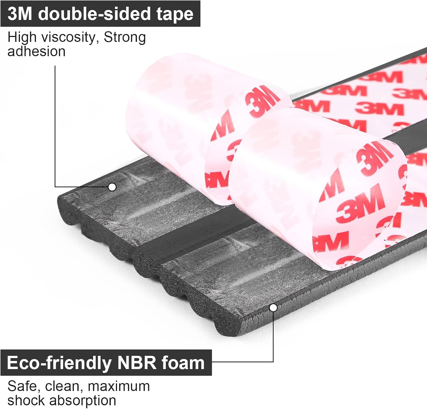 Proofing Edge Corner Protector, 16.4 Ft Edge Guards Padding with 3M Adhesive, Extra-Wide Soft NBR Rubber Foam Padding, Furniture,Sharp Edge Safety Corner Edge Bumper Guard-Black