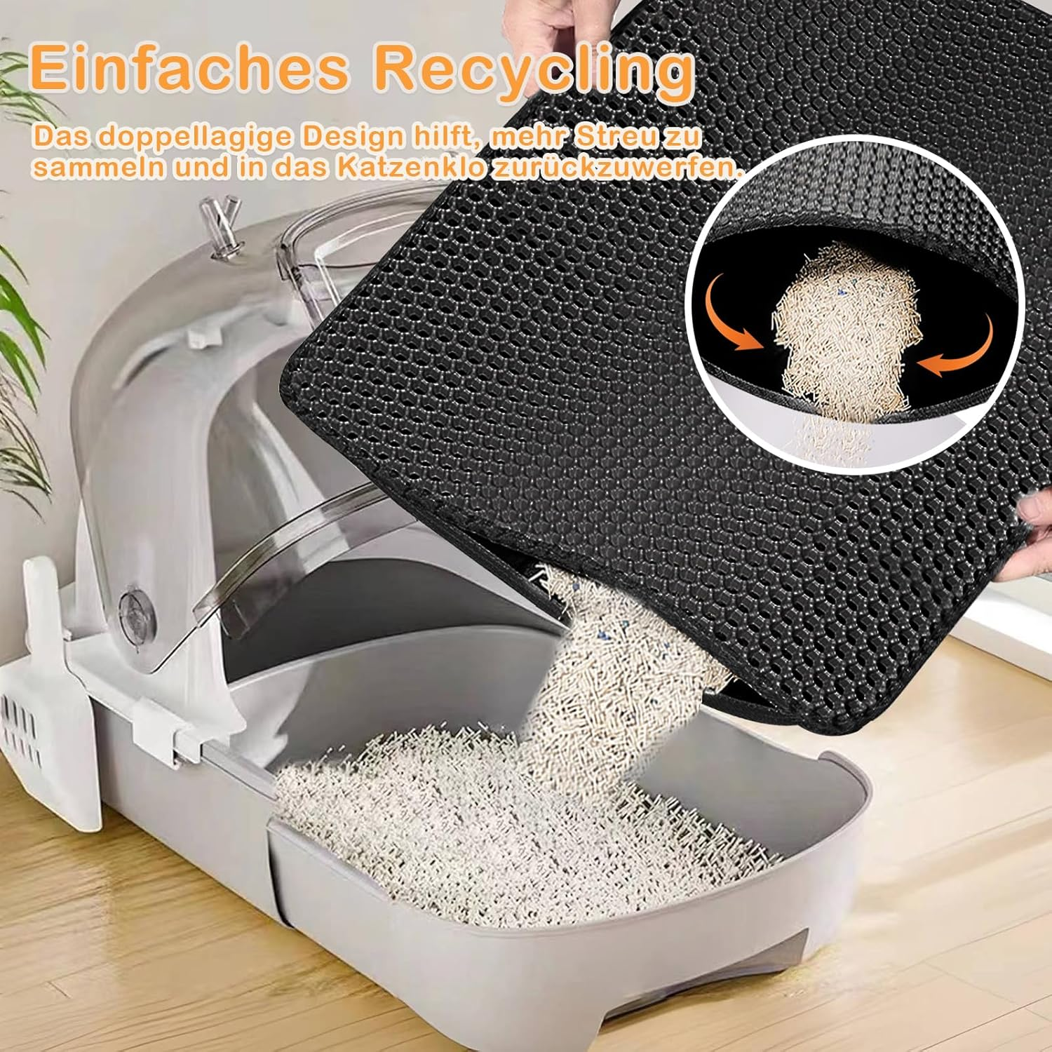 Phantasy Cat Litter Tray Mat, 30 X 45 Cm, Black Cat Litter Mat, Honeycomb Design Mat, Waterproof Double Layer Design, Honeycomb Mat, Cat Litter Tray Mat image number 5