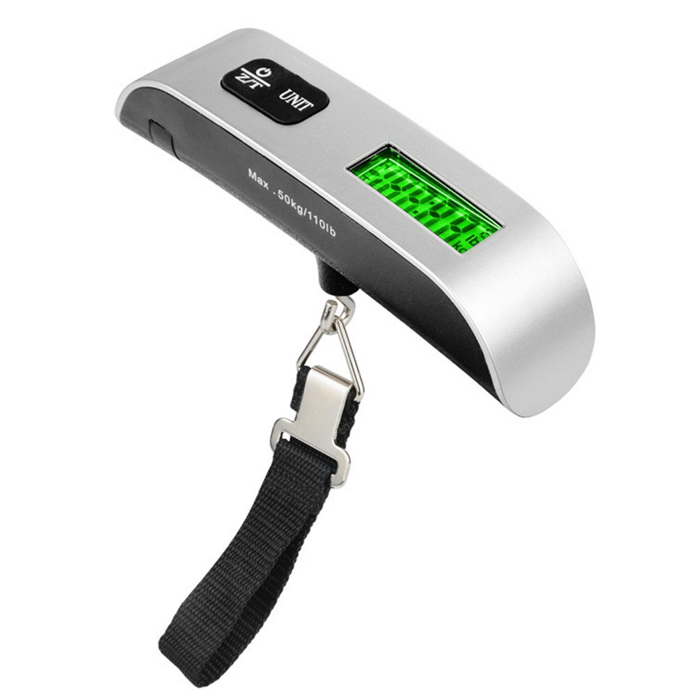 Digital Hanging Luggage Scale, Rubber Paint, Temperature Sensor, 110 Pounds, Silver image number 2