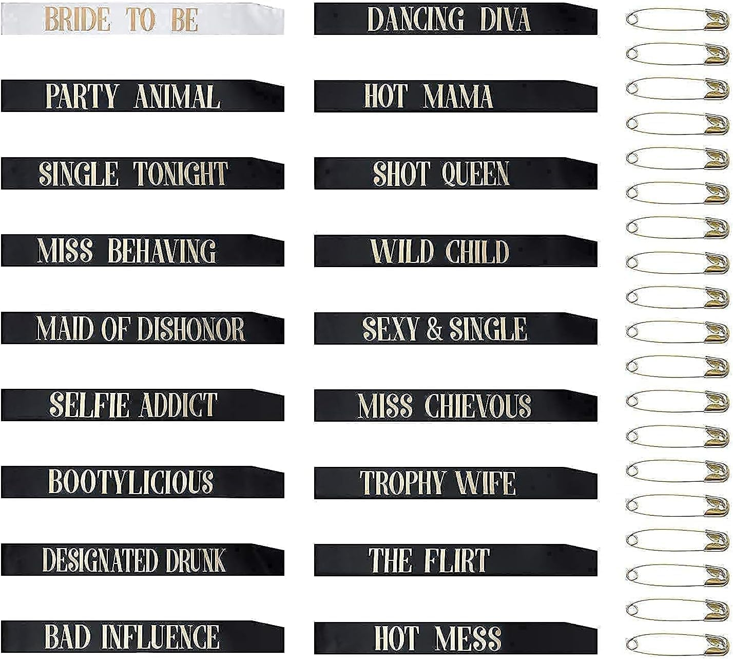 Bachelorette Party Sashes for Bride and Bridesmaid, Bridal Shower Engagement Wedding Party Favors 18 Pack Birthday Sash for Women Happy Birthday Sash for Queen Party Favors Maid of Honor Sash image number 1