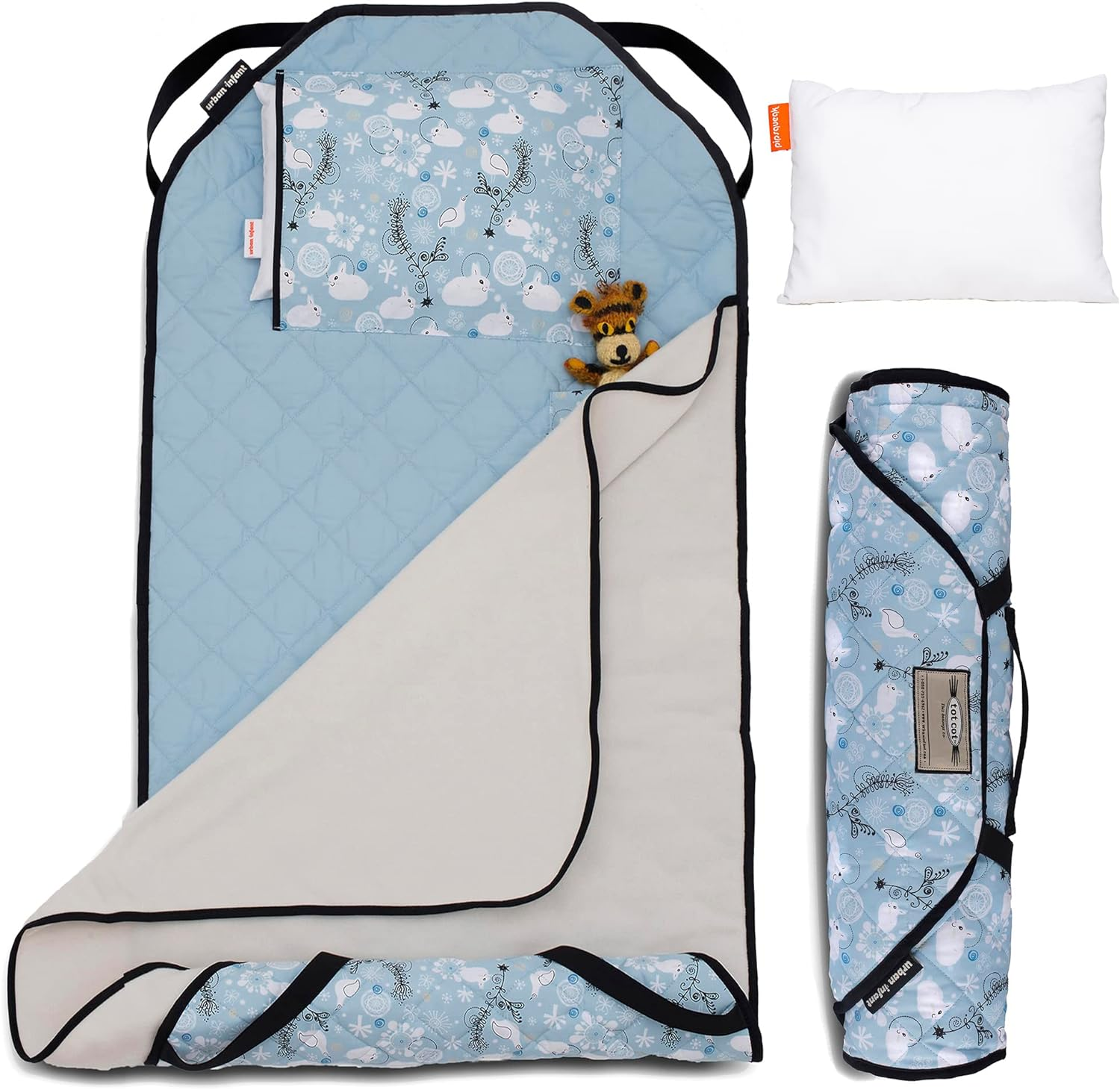 Urban Infant Tot Cot Kids Nap Mat - Toddler Preschool Daycare Bedding Cover with Blanket and Pillow