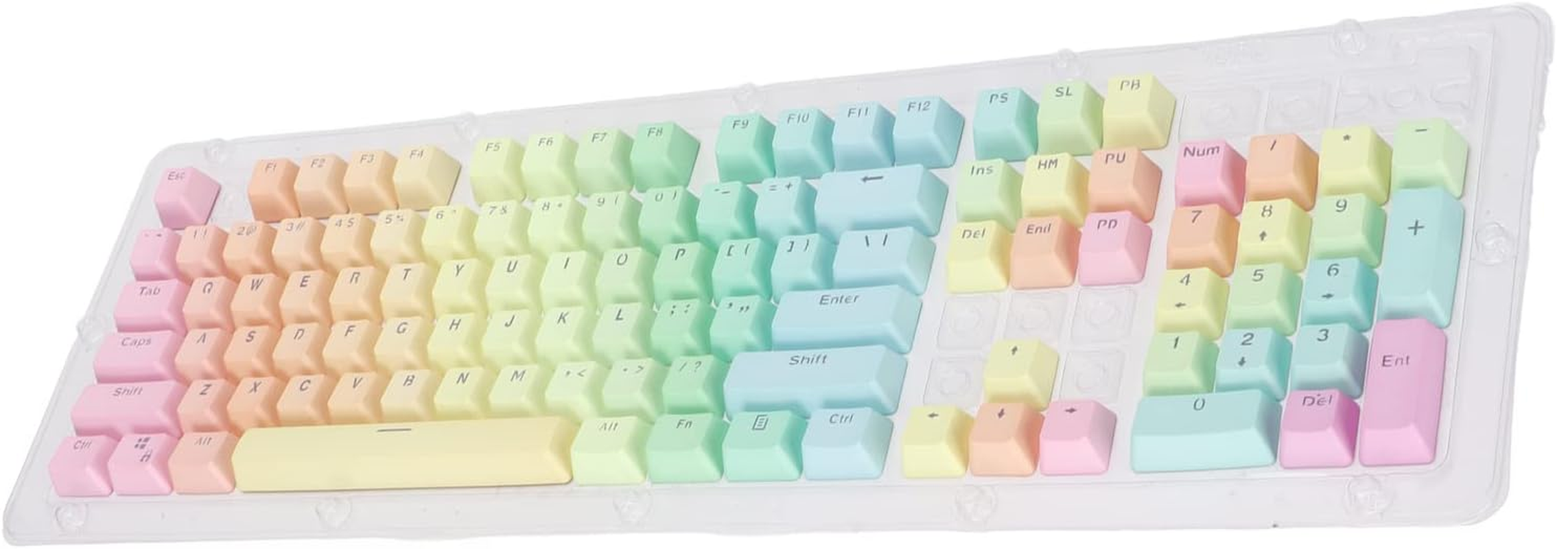 PBT Keycap Set, 104PCS Rainbow Double Color Translucent Gradient PBT Keycaps with Oil Coating, for 61/87/104 Keys Mechanical Keyboards, DIY Your Keyboard image number 6