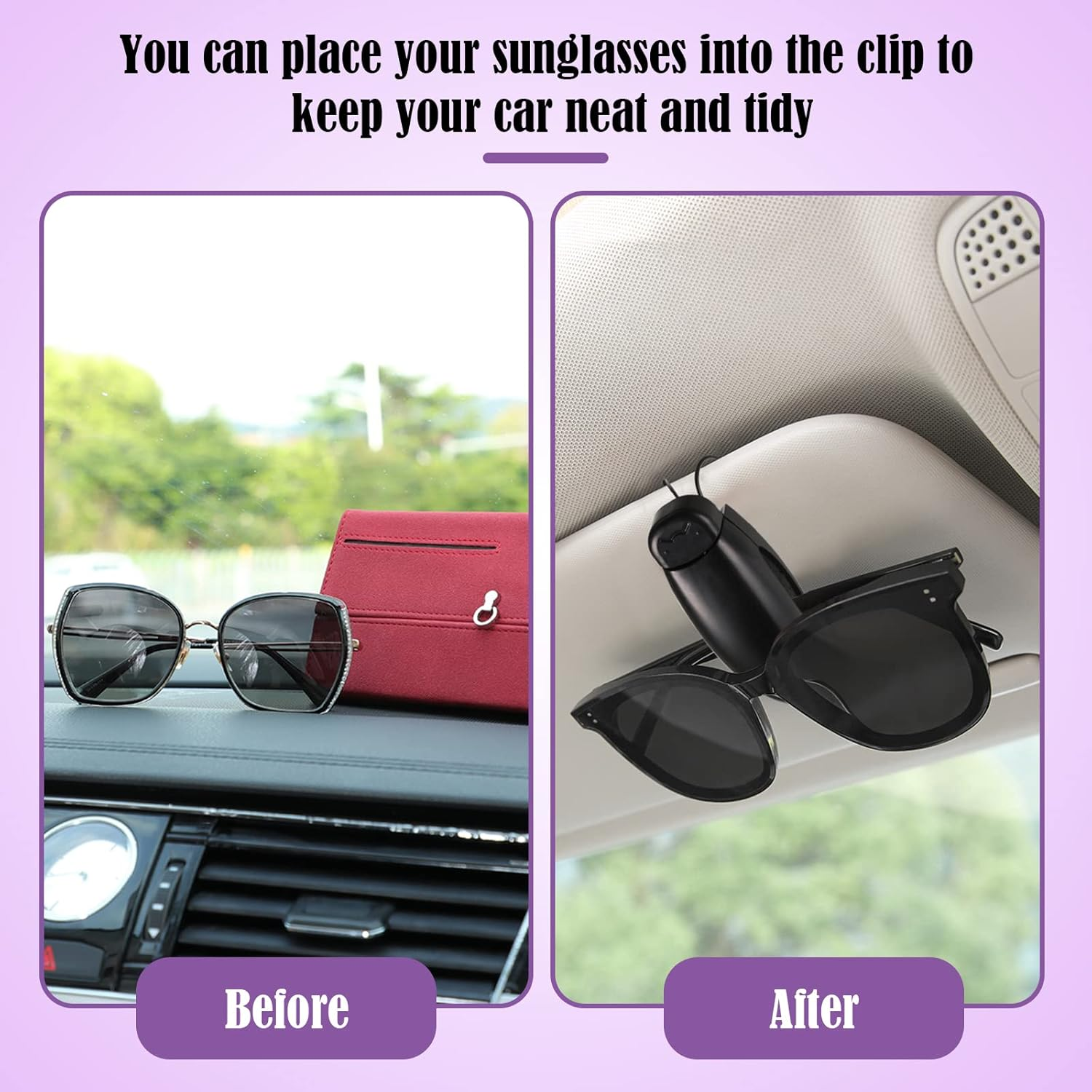 Car Glasses Holder Clip Sunglasses Visor Clips Car Sunglasses Holder Clip Sun Visor Glasses Holder Auto Sunglasses Holder for Car Car Visor Clip Eyeglasses Mount for Sunglasses Fits All Vehicles, 2Pcs image number 4