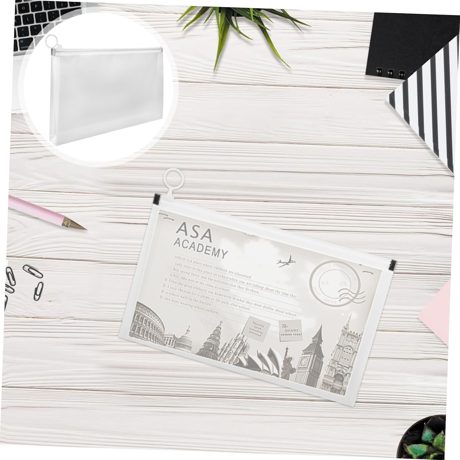 GARIOUANS Zipper File Storage Bags B5 Size Receipt Organizer Pouches with Zipper Money Bags for Cash Document Holder Set of 4 Frosted White Edge for Office and Travel image number 2