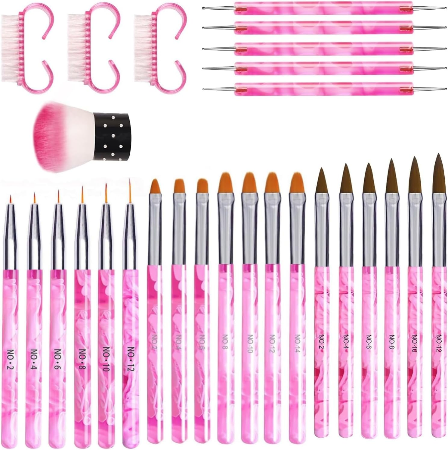 Professional Nail Art Brush Dotting Tools Kit (31Pcs Pink)