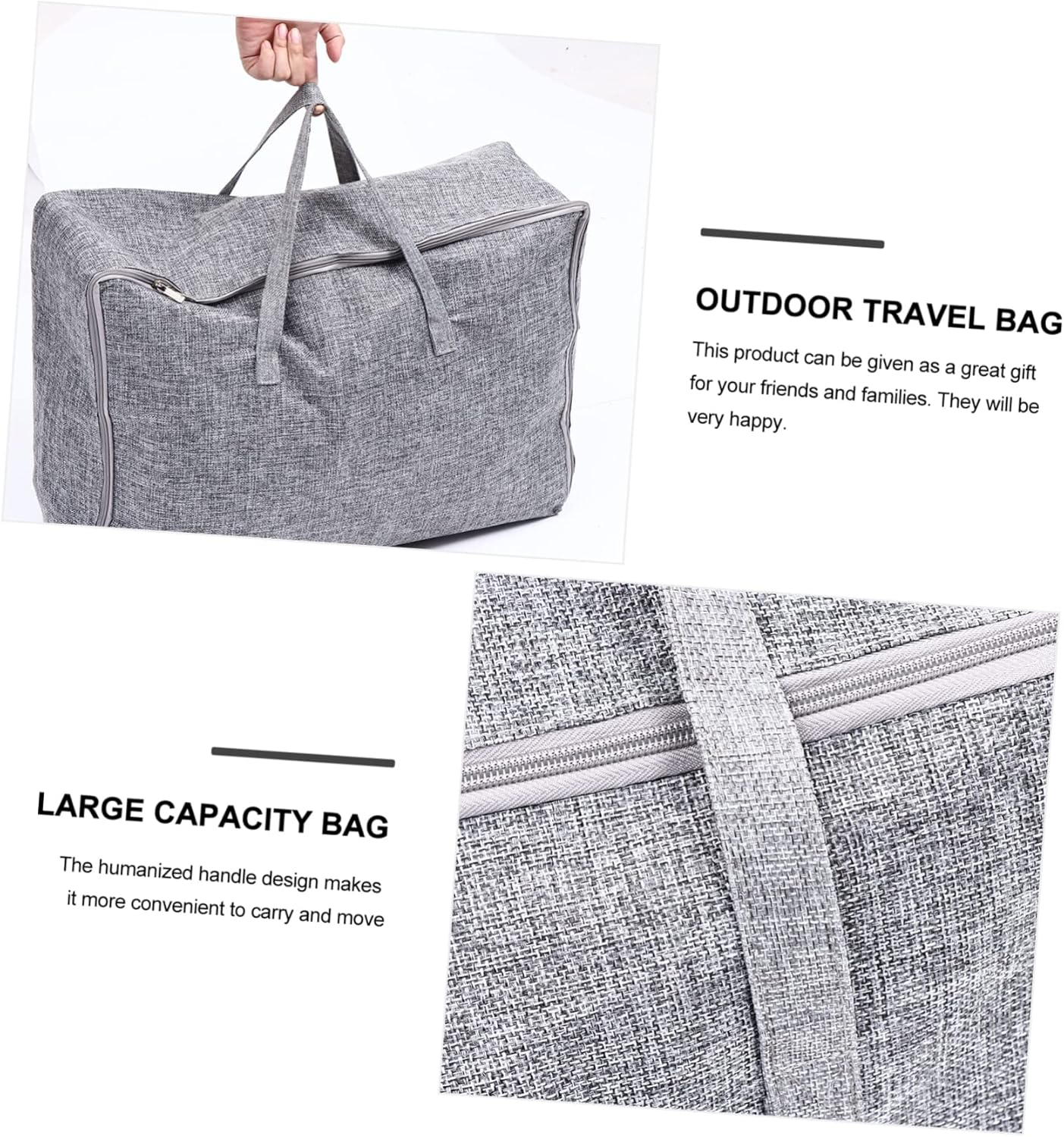 Hohopeti Laundry Bag for Travel Large Capacity Cotton Storage Bag Zipper for Toiletries Luggage and Fitness Gear image number 2