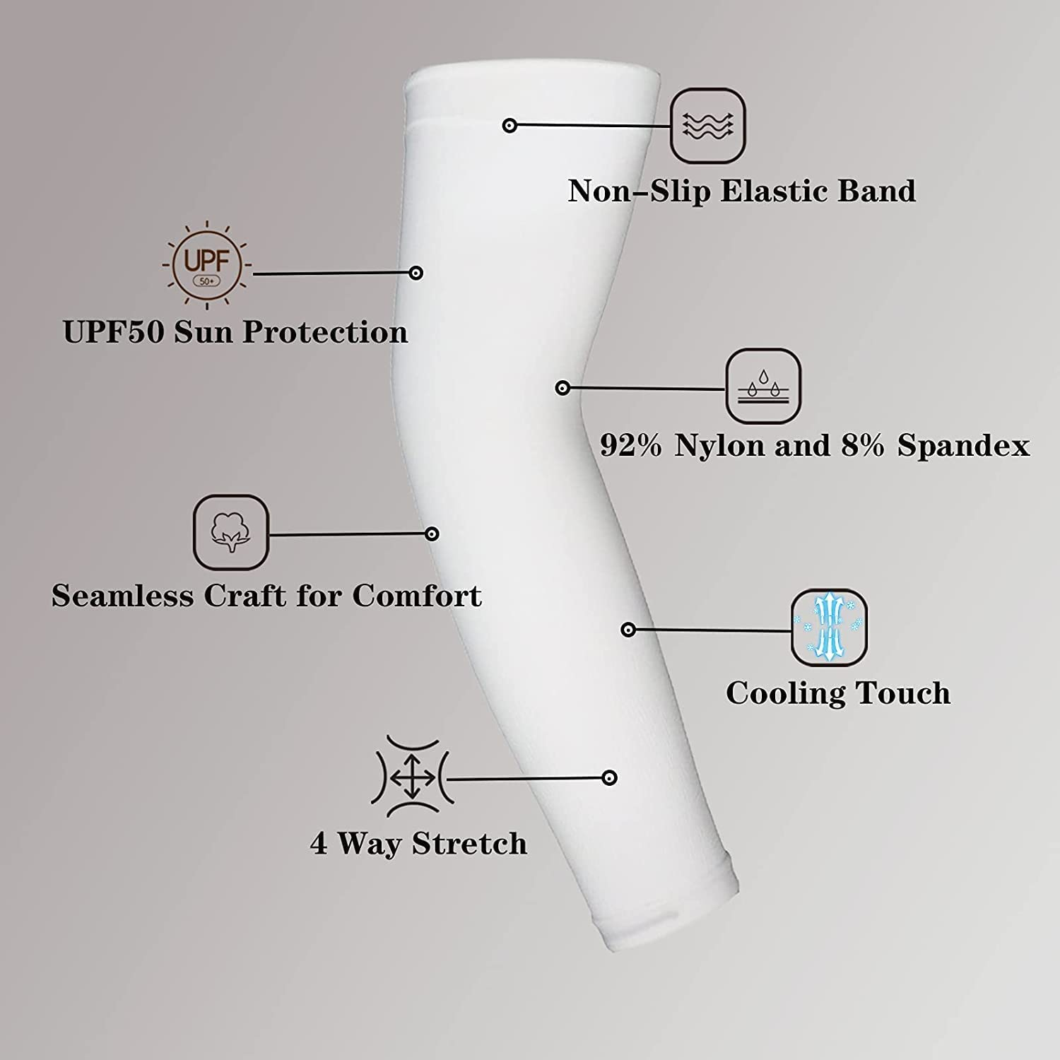 Cooling Arm Sleeves UV Sun Protection Unisex UPF 50 Sun Protection Sleeves for Athletic Sports, Cycling, Running, Football image number 1