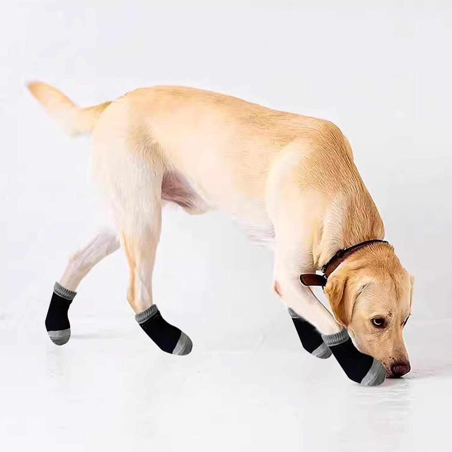 DHWEKU Indoor Non-Slip Socks for Dogs, Dog Socks, Non-Slip Socks, Dog, Soft Pet Protection, Improve Your Dog'S Grip, 2 Pairs, Black (L) image number 6