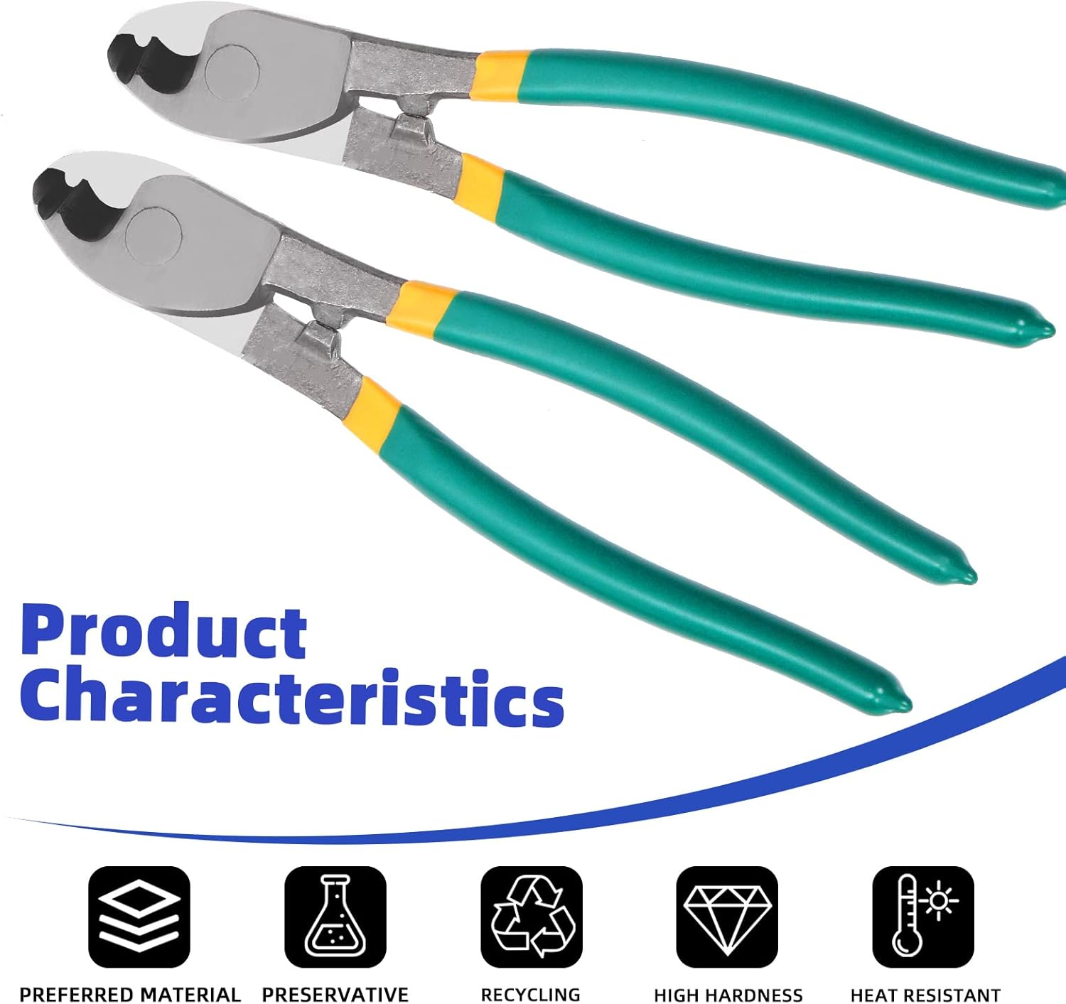 Glarks 10 Inch High Leverage Cable Cutter, Heavy Duty Stainless Steel Wire Rope Cutter Sharp Cable Cutting Pliers with Comfortable Grip for Aluminum, Copper, Communication Cable and Bike Brake Cable