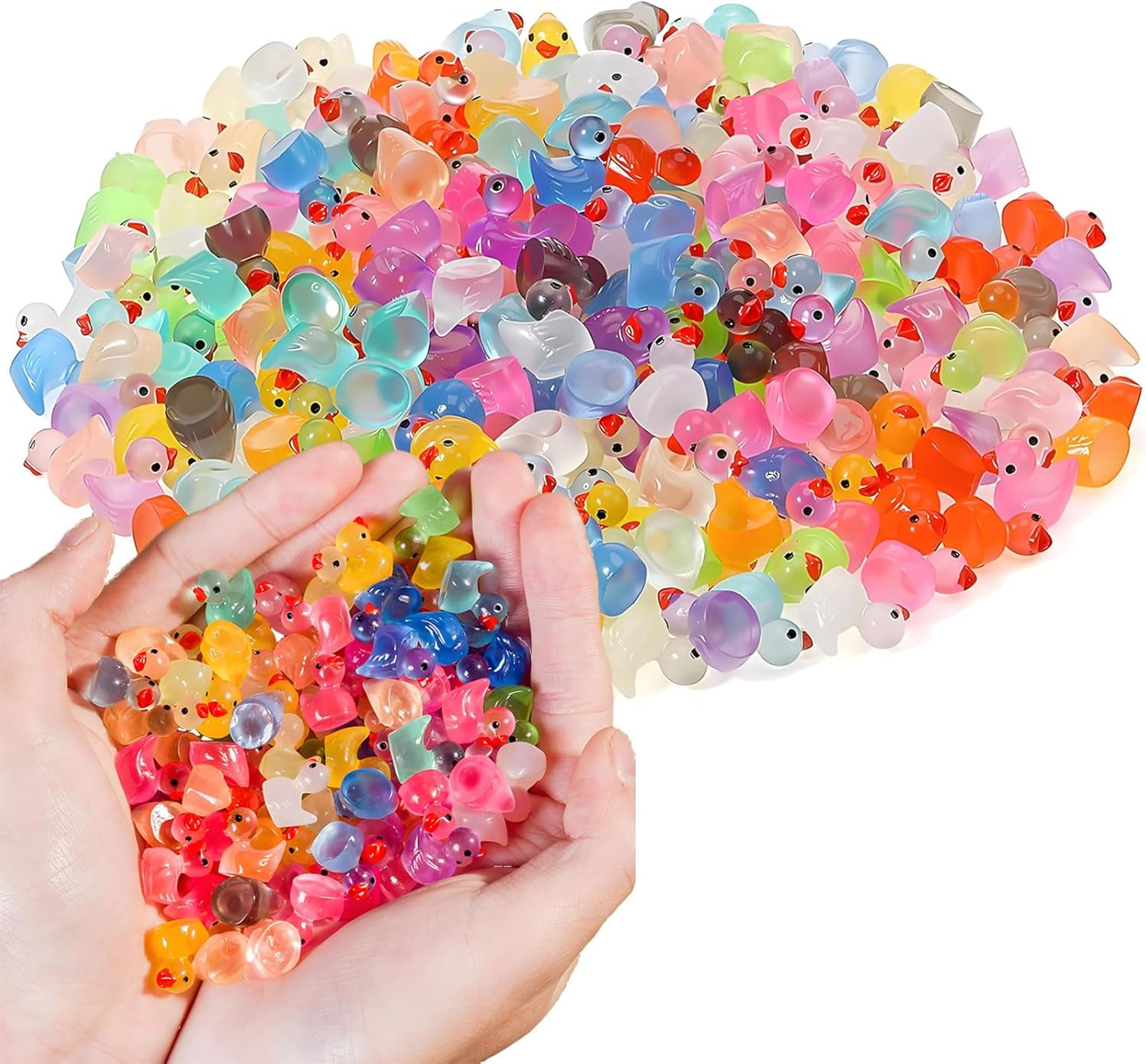 MYTOAU 150 Pcs Mini Luminous Resin Ducks,Tiny Ducks,Tiny Ducks Figurines,Cute Mini Resin Animals for Family Crafts Aquarium Garden Landscape Dollhouse Ornament DIY Potted Decorations (Random Color) image number 5