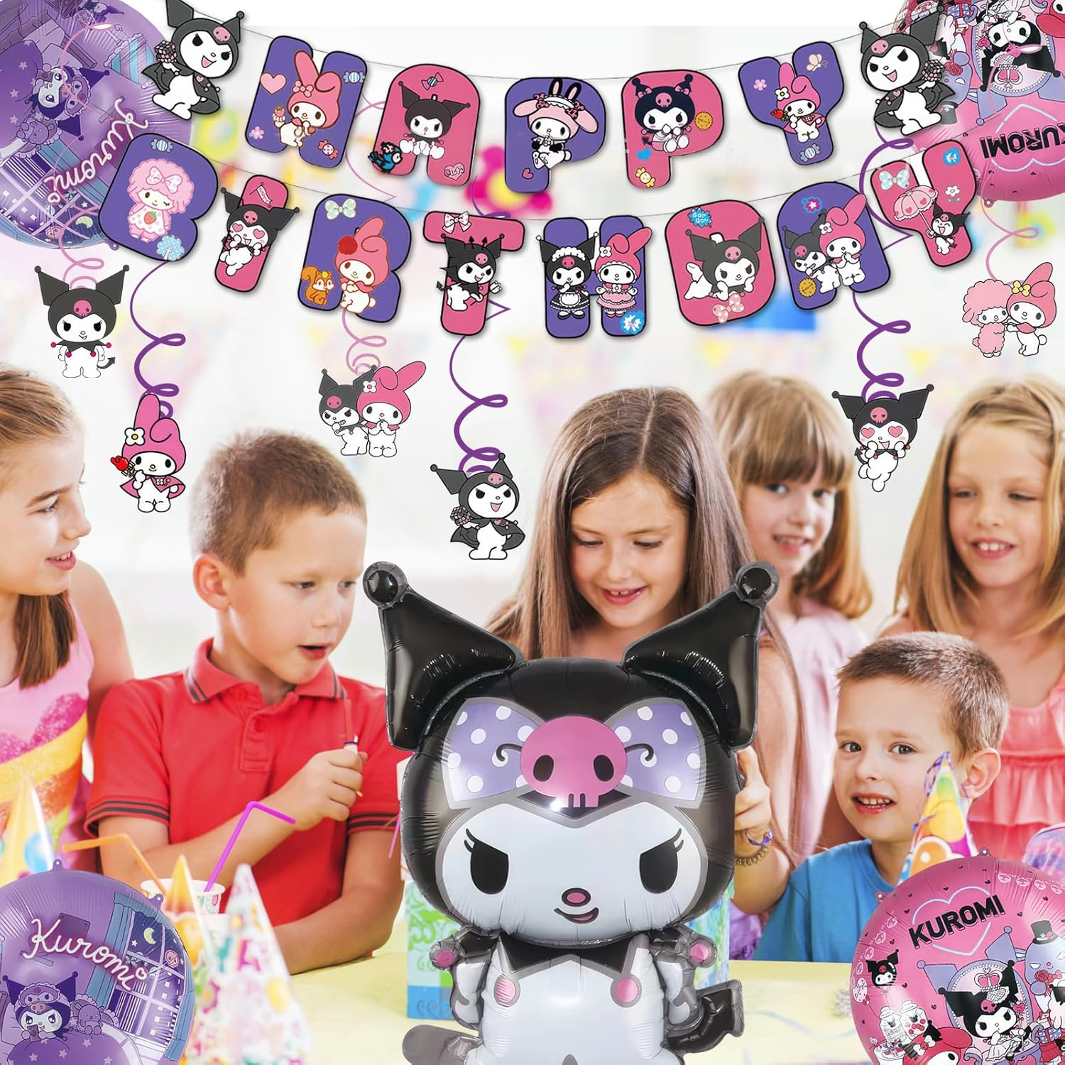 Cartoon Birthday Party Supplies, Cute Birthday Balloons Decoration for Girls, Happy Birthday Banner Larger Aluminium Film Balloons Themed Birthday Party Favor for Kids - Style 2 image number 4