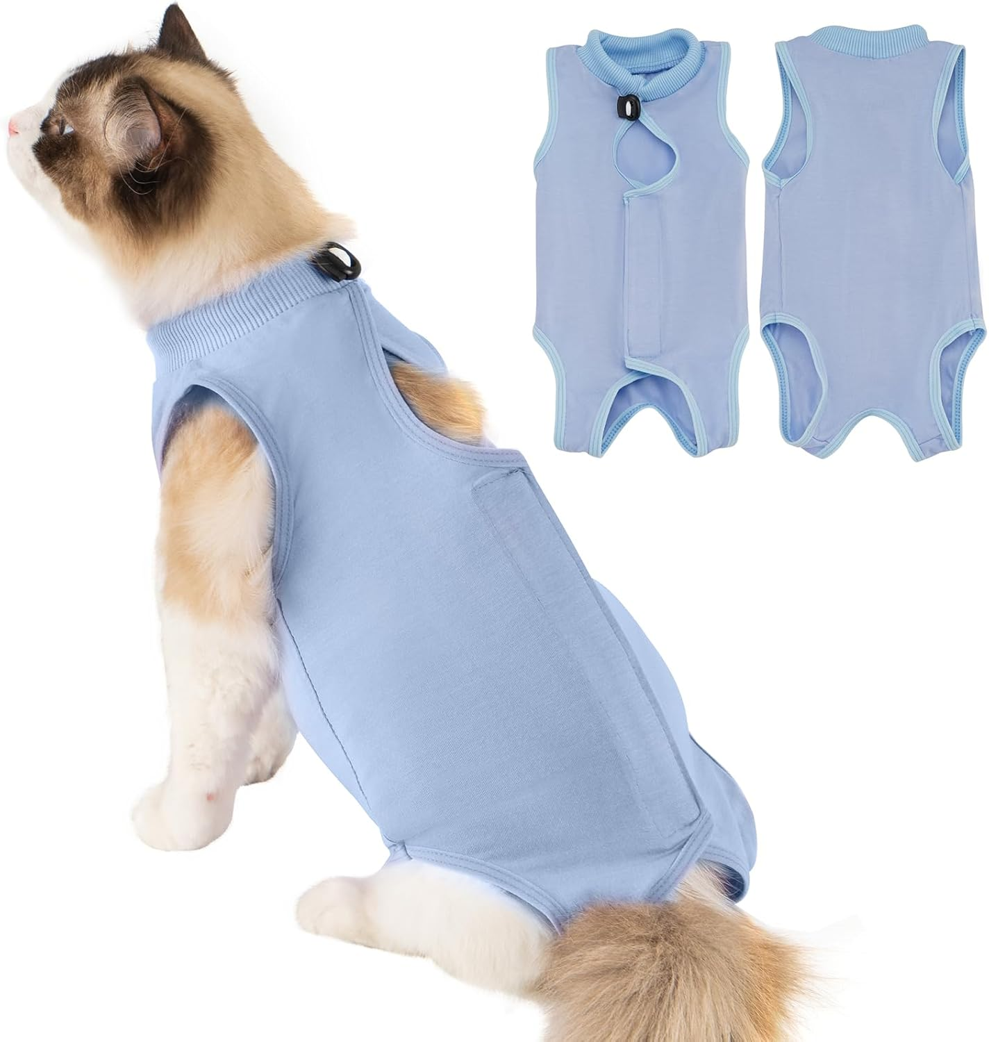 Avont Cat Recovery Suit&ndash;Soft Post-Surgery Onesie, Breathable Cone-Of-Shame Alternative for Spayed Females Cat, Skin Wound Care -Purple(S)