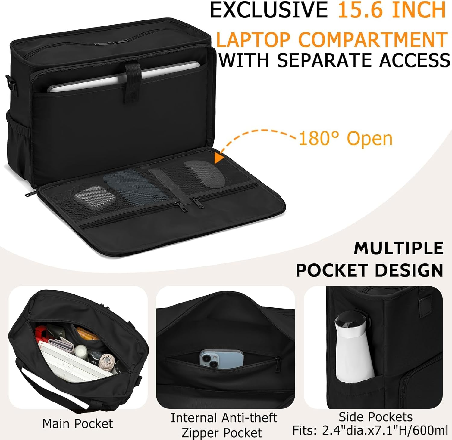 SIMTWO Lunch Tote Bag for Women, 15.6 Inch Work Bag with Lunch Compartment Insulated, Women&rsquo;S Lunch Bag Tote for Work, Versatile Nylon Lunch Box for Office, Travel, Teacher, Beach, Camping