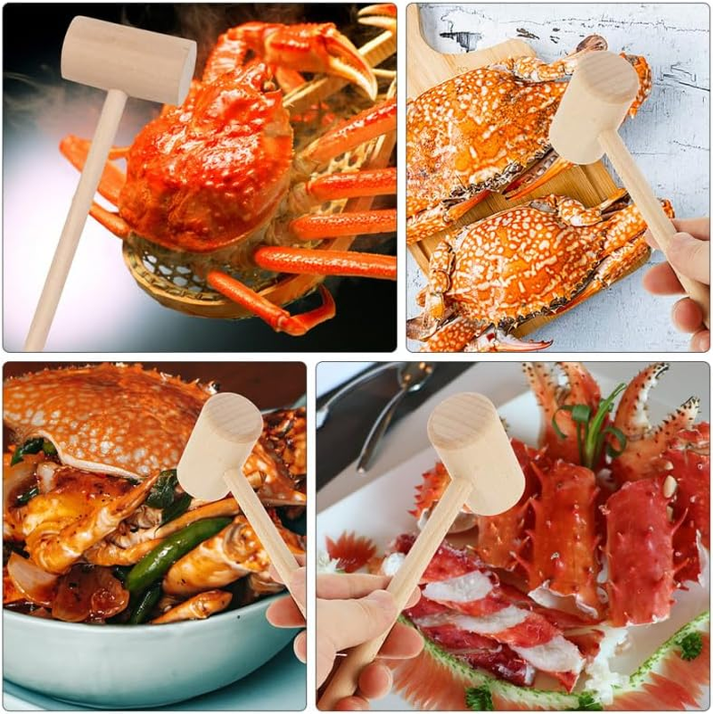 KOMBIUDA 15Pcs Wooden Crab Mallets - Small Seafood Shellfish Hammers Dessert Making Mallet for Cakes Crabs and Lobsters Kitchen Utensil for Family Dinners image number 5