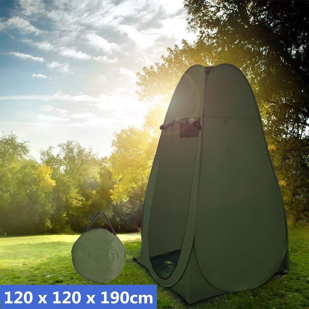 Camping Tent Outdoor Portable Folding Toilet Camping Shower Tent Pop up Change Room Potty Bag - Green Tent image number 6