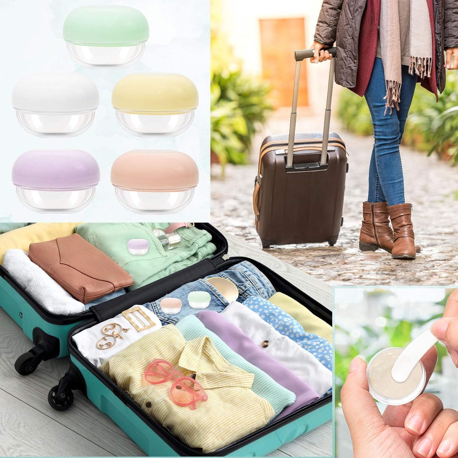 10 Pcs Small Travel Containers 10Ml Leak Proof Mini Travel Jars with 10 Pcs White Small Makeup Spatula, Convenient Travel Jars with Lids for Creams Lotion Moisturizer (Colorful) image number 3