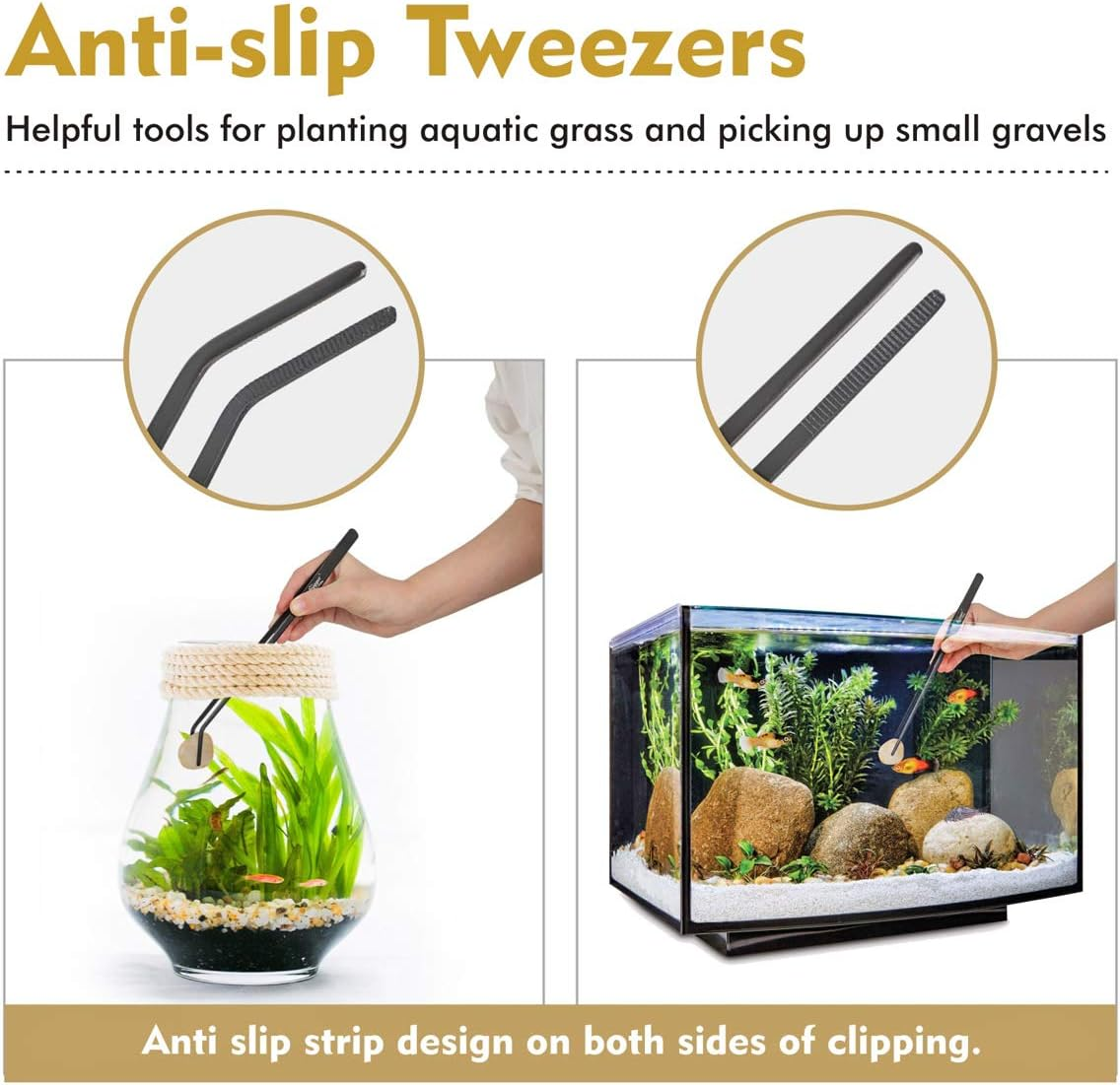 Hygger Long Stainless Steel Premium Aquarium Tools, 4 PCS Aquatic Plant Tweezers Scissors Spatula Kits Comes with 1 Cleaning Cloth, for Fish Tank Starters image number 1