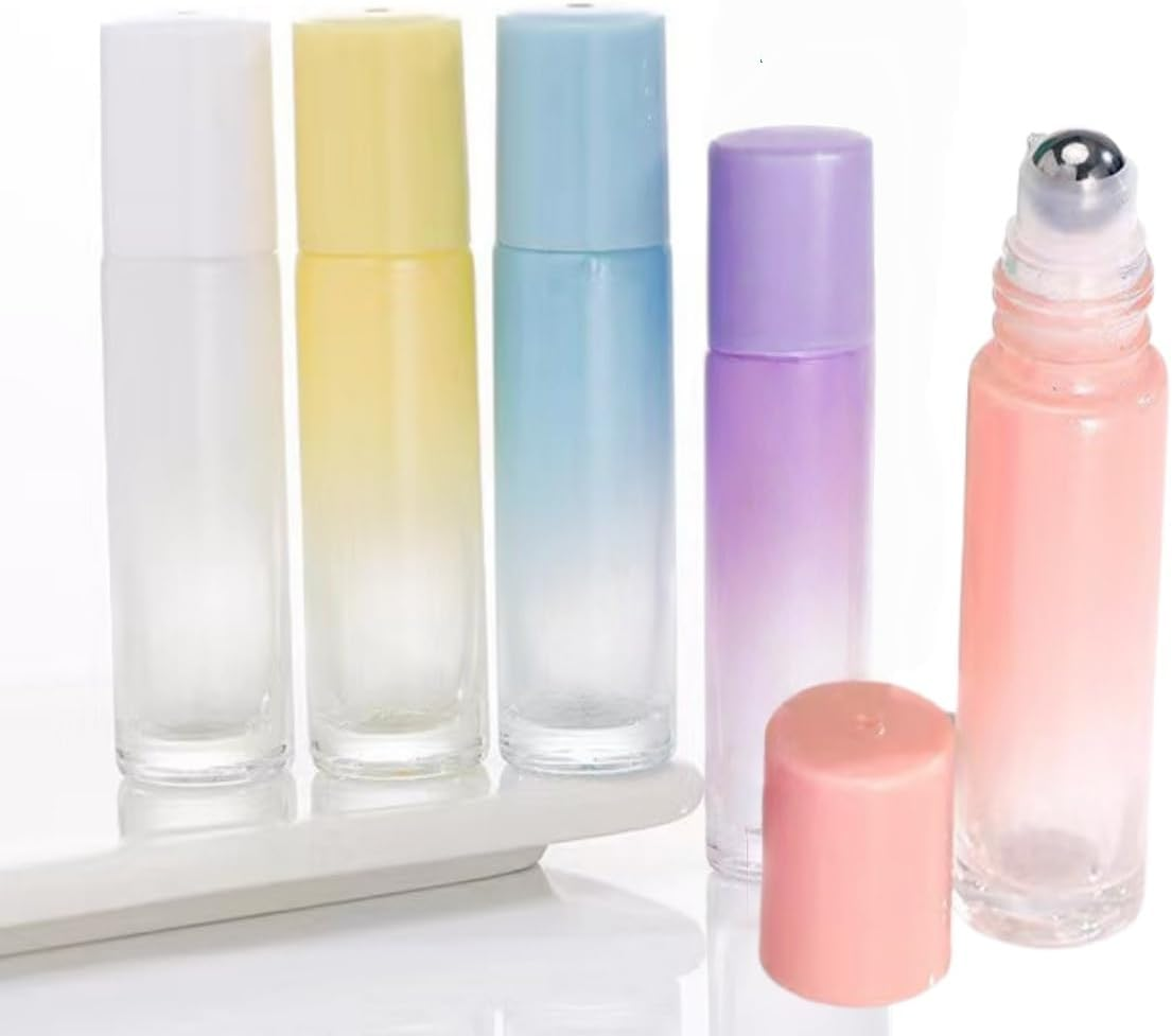 Gewaha 5Pcs Colorful Essential Oil Roller Bottles, 10Ml Glass Rollerball Bottle,Empty Refillable Suitable for Filling Perfumes, Essential Oils image number 6