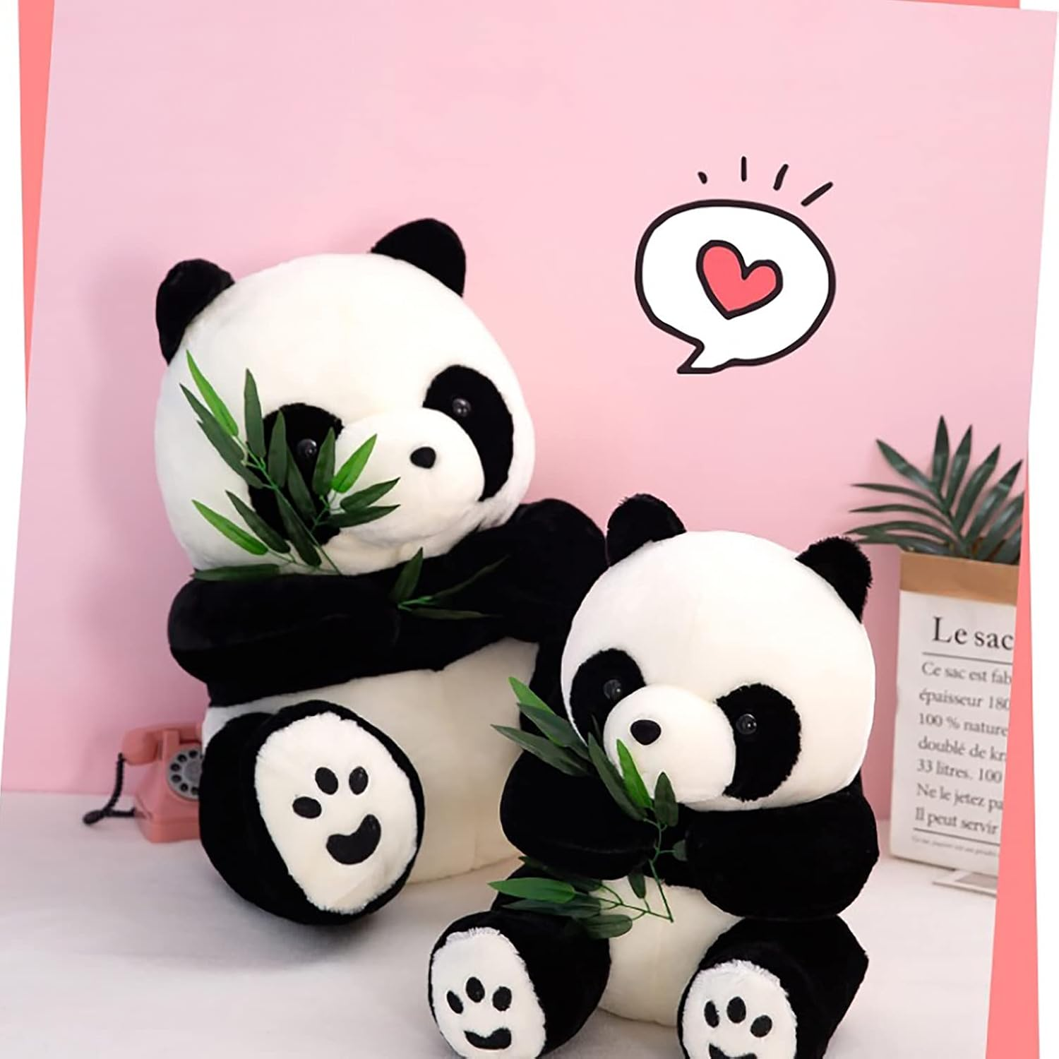 DAWNTREES Panda Plush Toy,Plush Stuffed Animals with Panda Baby Soft Toy,Plush Toy,40Cm Cute Soft Plush Toy Pillow Doll,Kids Baby Birthday Party Home D&eacute;cor Gift,Party Favours． image number 2