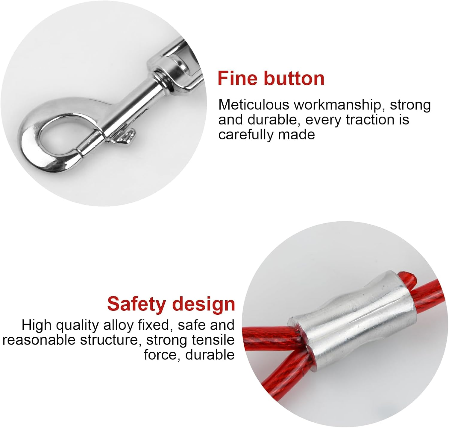 5 M Dog Lead Steel Wire Small Medium Large Dogs, 6 Mm, Tie-Out Lead Pet Heavy Duty, up to 250 Kg, Dog Yard Lead with Swivel Hook, Tie Out Pets Cable for Camping Training (White, 5 M) image number 1