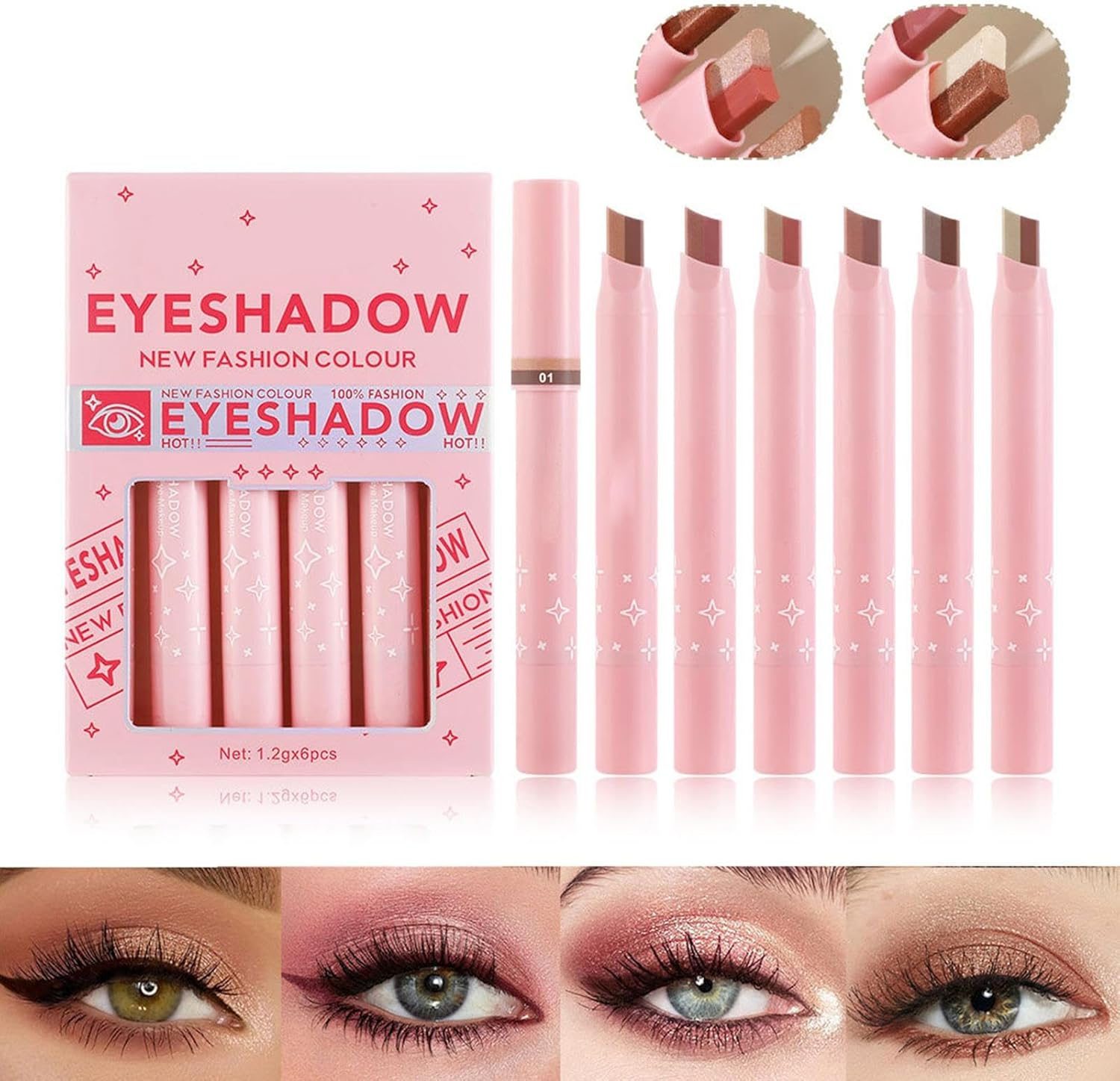 Double Colors Eye Shadow Stick, Eyeshadow Stick Makeup Set, Waterproof Gradient Cream Eyeshadow Stick for Girls, Friends