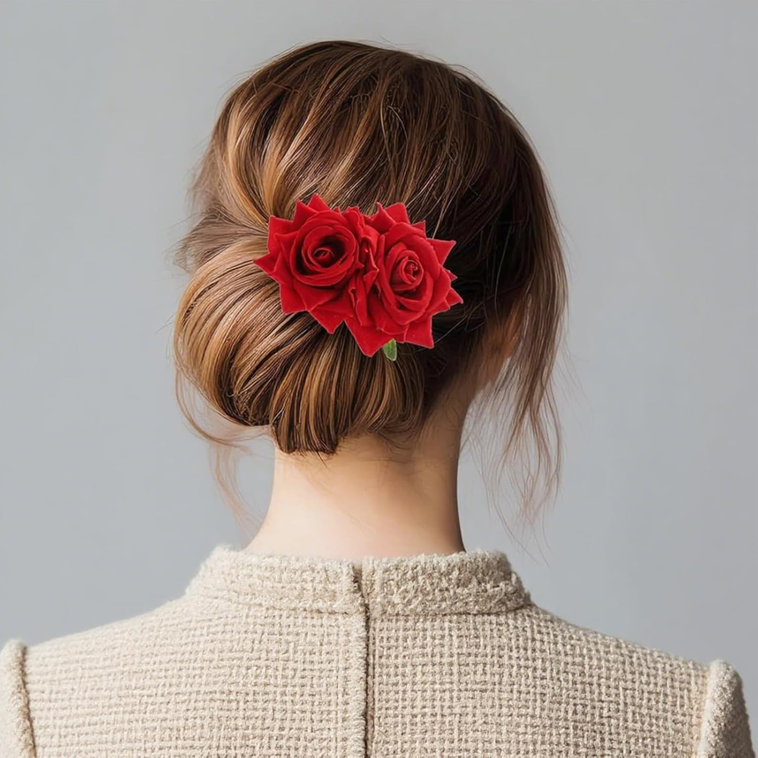 Rose Flower Hair Clips, Elegant Hairpins- Ideal for Women at Wedding Party, Mother'S Day, Suitable for Bridesmaids, Flamenco Dancers image number 5