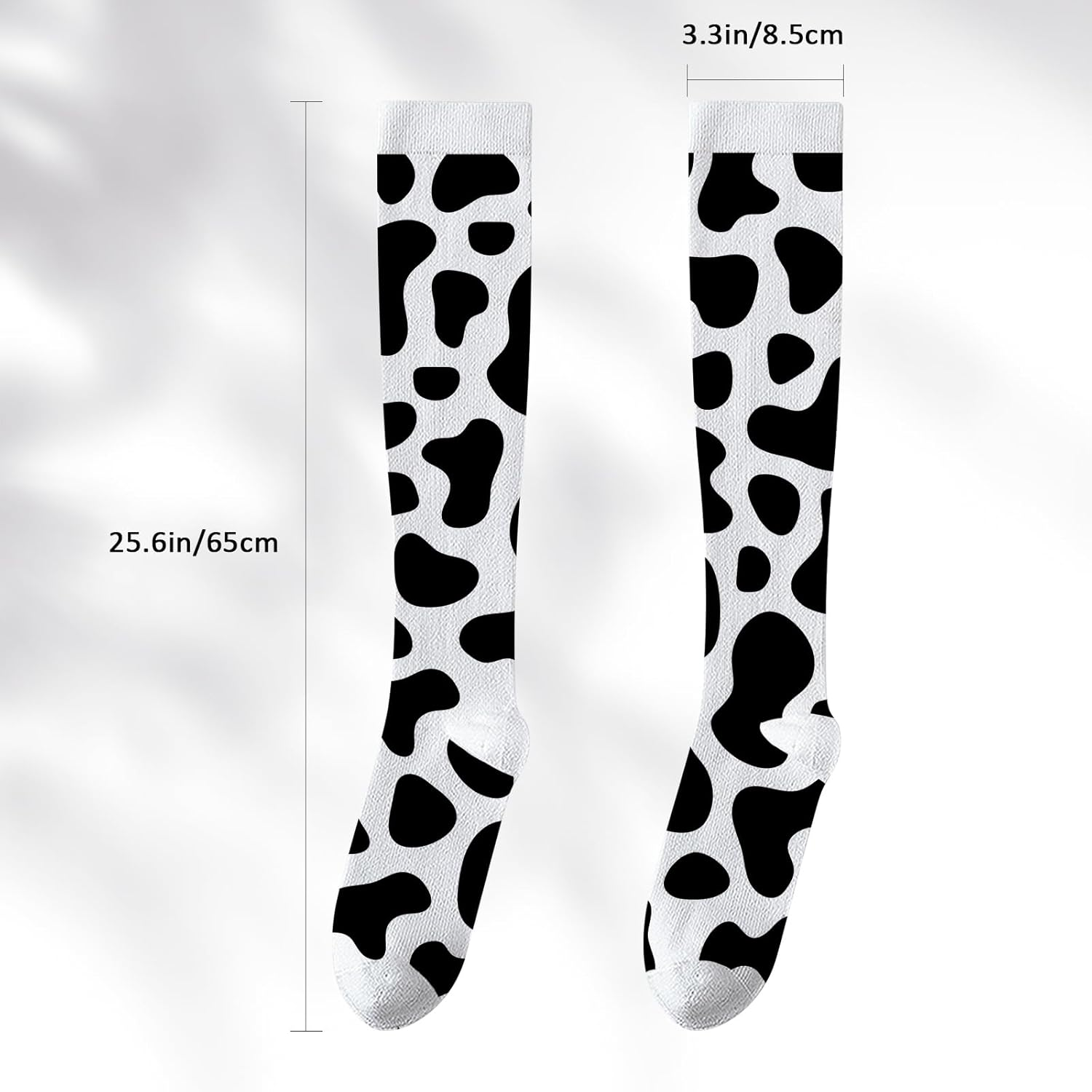 Thigh Knee High Cow Goat Print Socks for Women Compression Black and White Non Slip Long Boot Stocking Thick Warm Girls Fashion Animal Series Stocking Over, Black and White, One Size image number 6