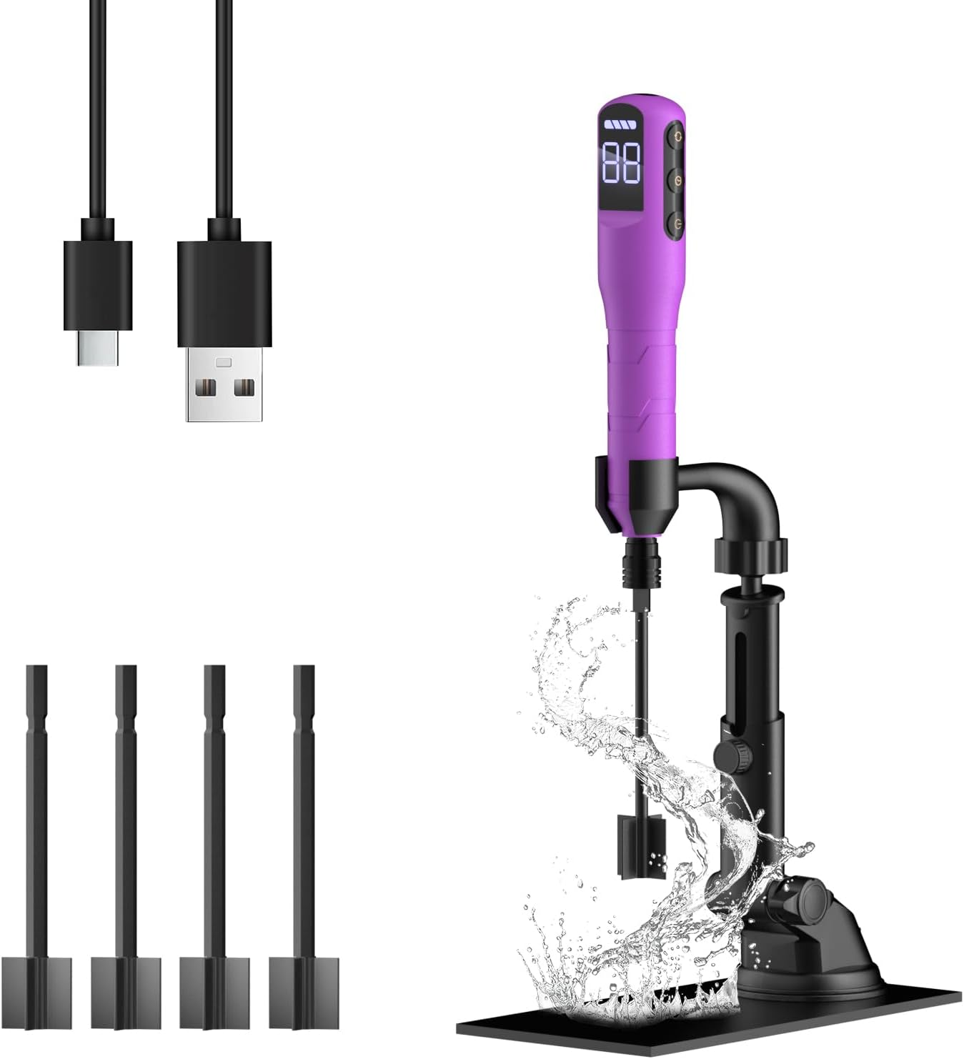 Rechargeable Resin Mixer with Stand | 3 Speeds Control | Timed Stop Function | 4 Electric Stirrer Paddles for Epoxy Resin, Silicone, Paint Mixing, Soap Making, Resin Tools, DIY Crafts (Light Green) image number 4