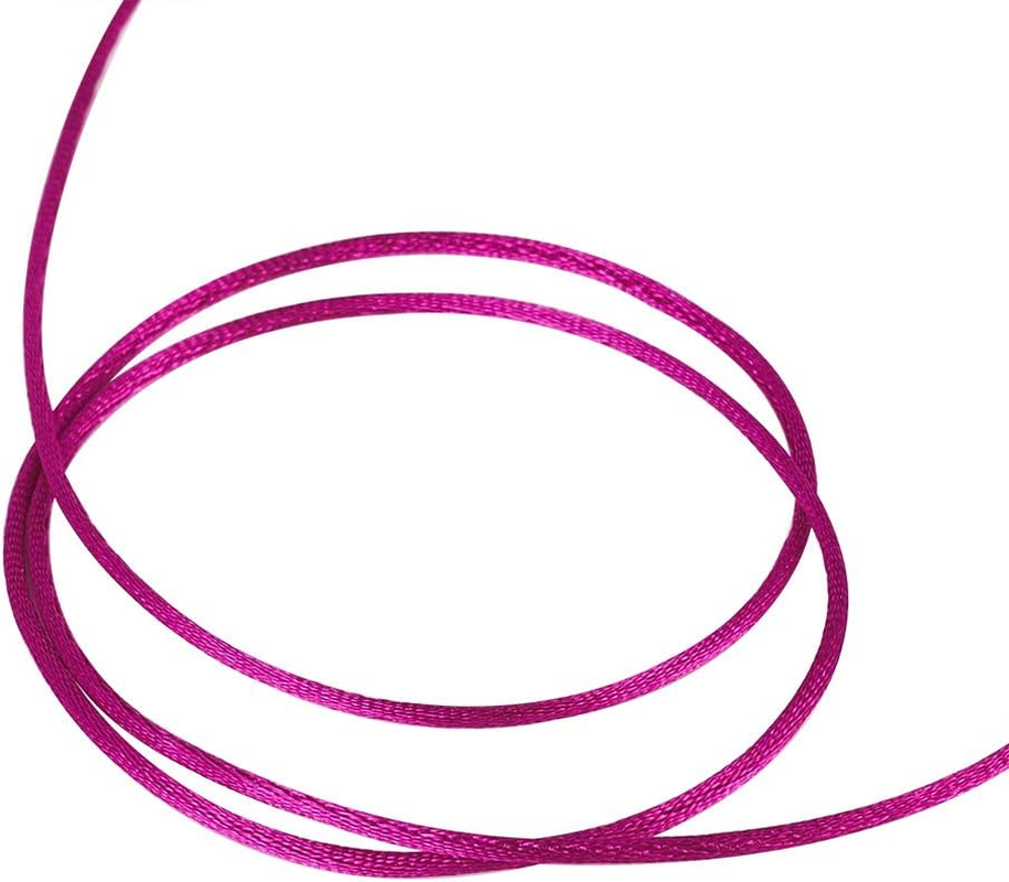Elecrelive 109 Yards 1.5Mm Fuchsia Rattail Satin Nylon Trim Silk Cord Chinese Knotting Beading String Macrame Thread Cord for Necklace Bracelet Braided Jewelry Making - Black image number 6