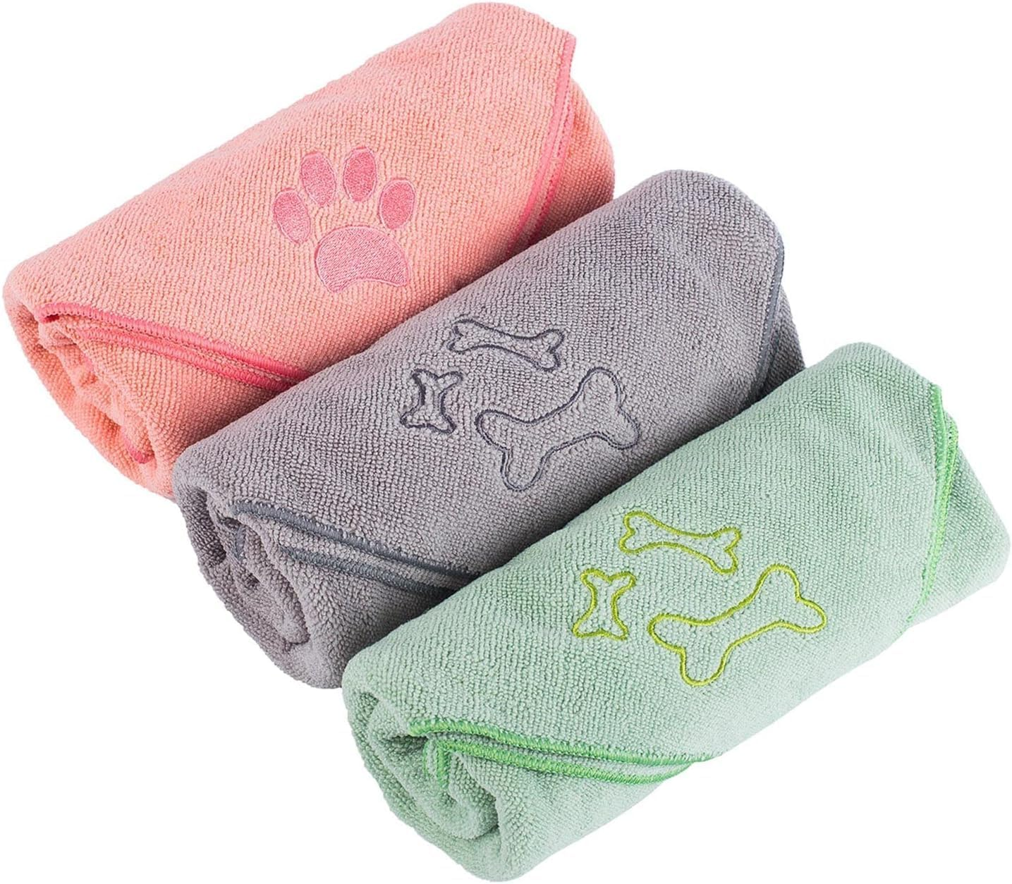 Quick Dry Dog Bath Towel, Pack of 3 Large 100X50Cm Microfiber Pet Towels,Super Absorbent Cat and Puppy Shower Essentials image number 1
